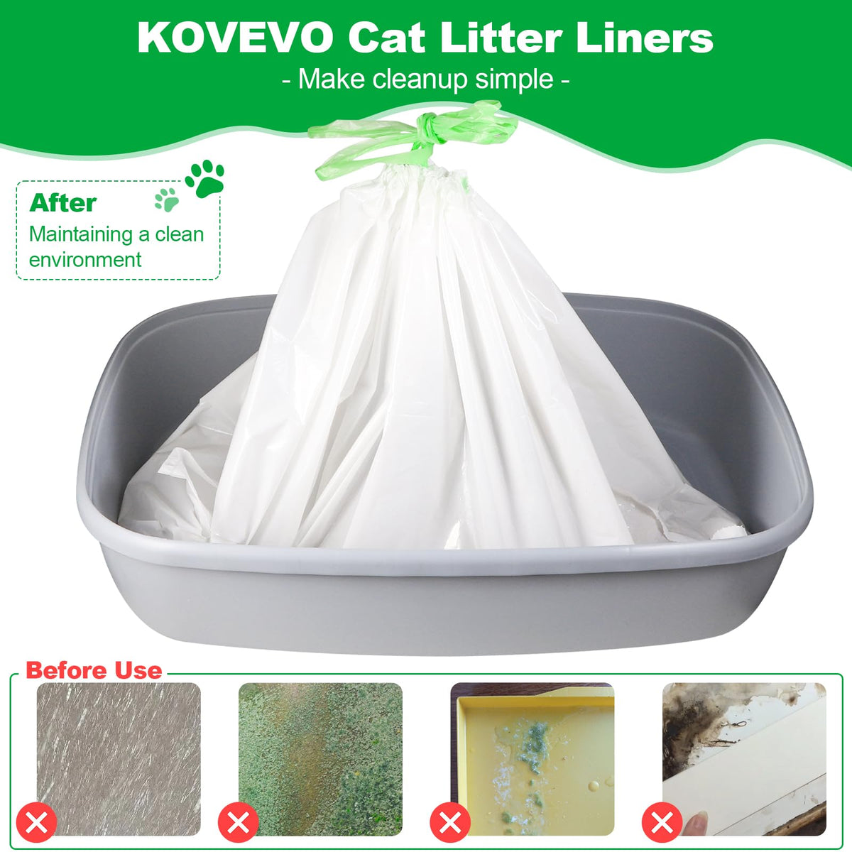 100 PCS Jumbo Cat Litter Box Liners 36"x19" Z106