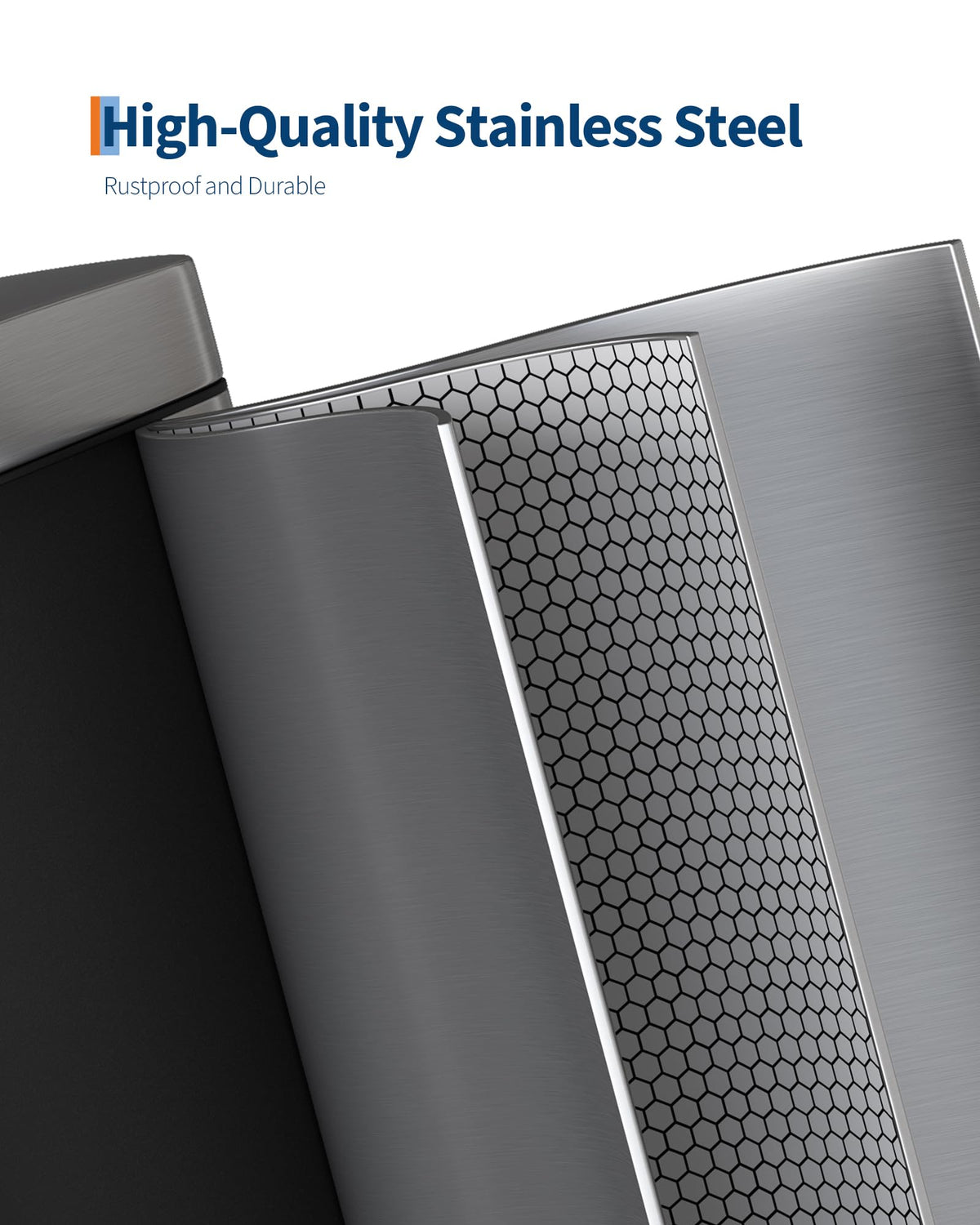 50 L Stainless Steel Kitchen Trash Can with Lid A3960