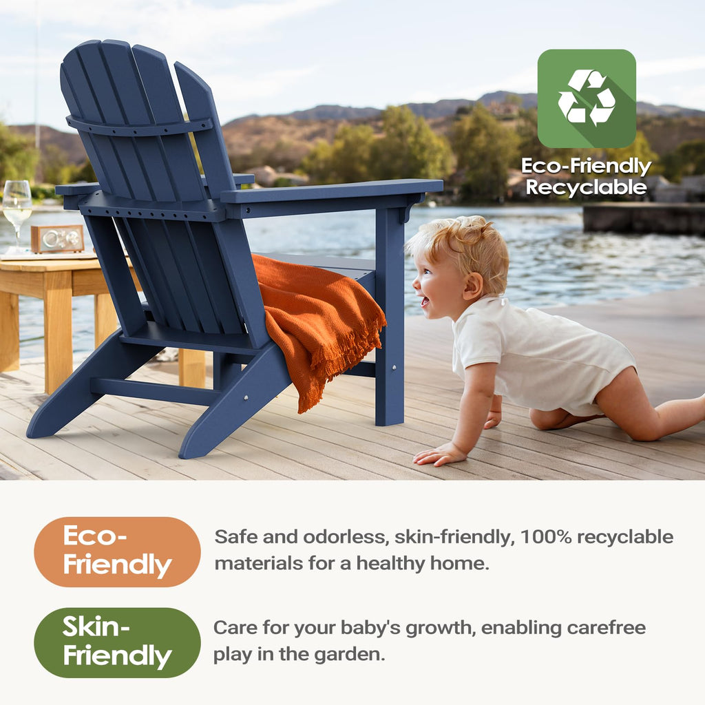 HDPE All-Weather Adirondack Chair 380 lbs Capacity Dark Blue U642