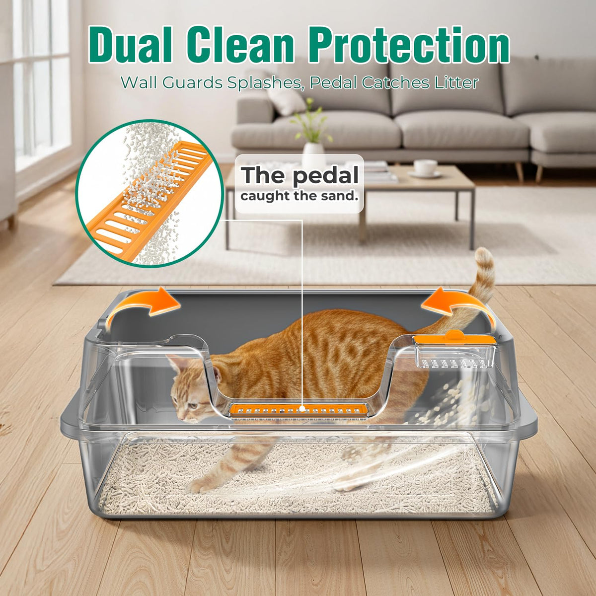 Extra Large Stainless Steel Litter Box with High Sides Q627474