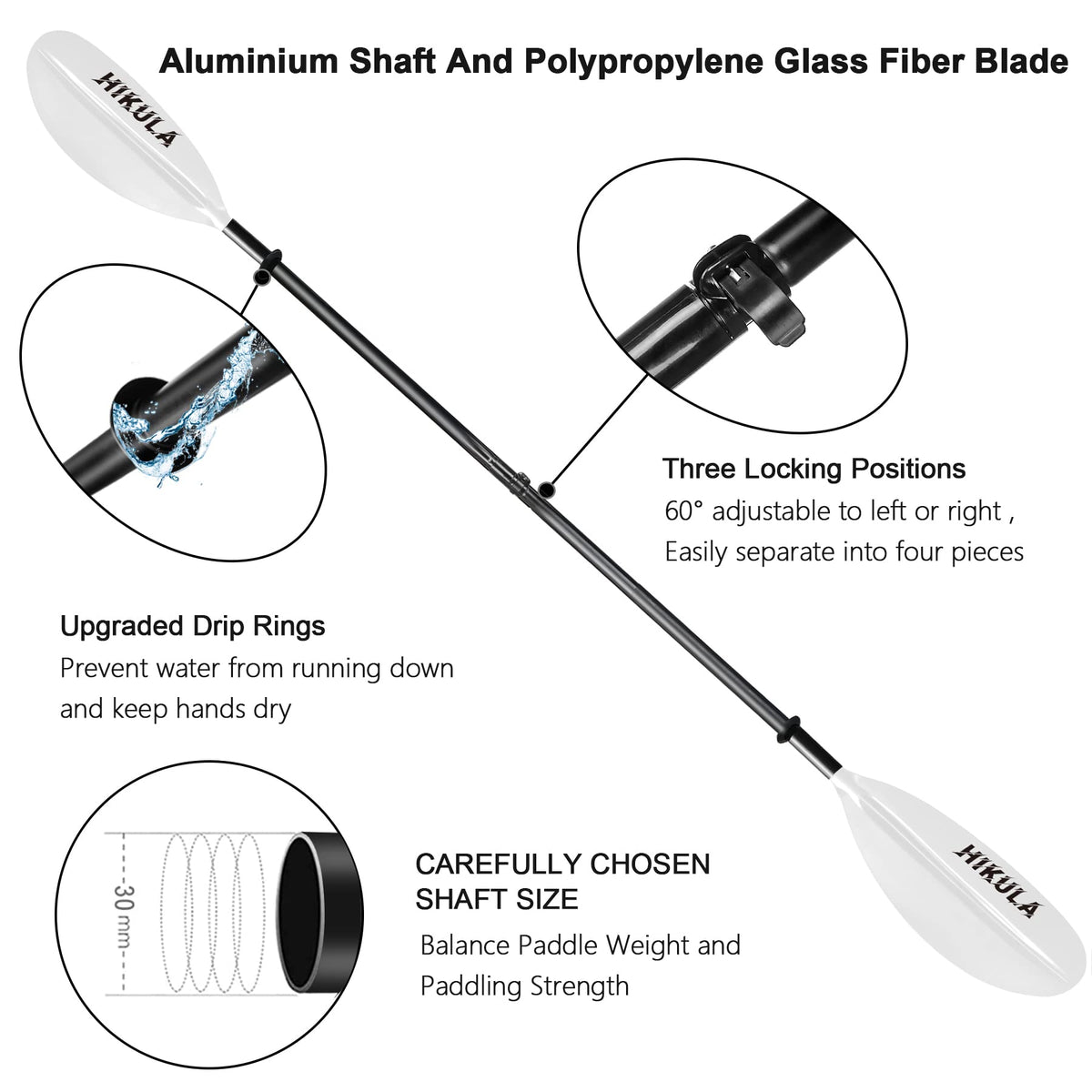 4 Piece Aluminum PP Floating Kayak Paddle G138925