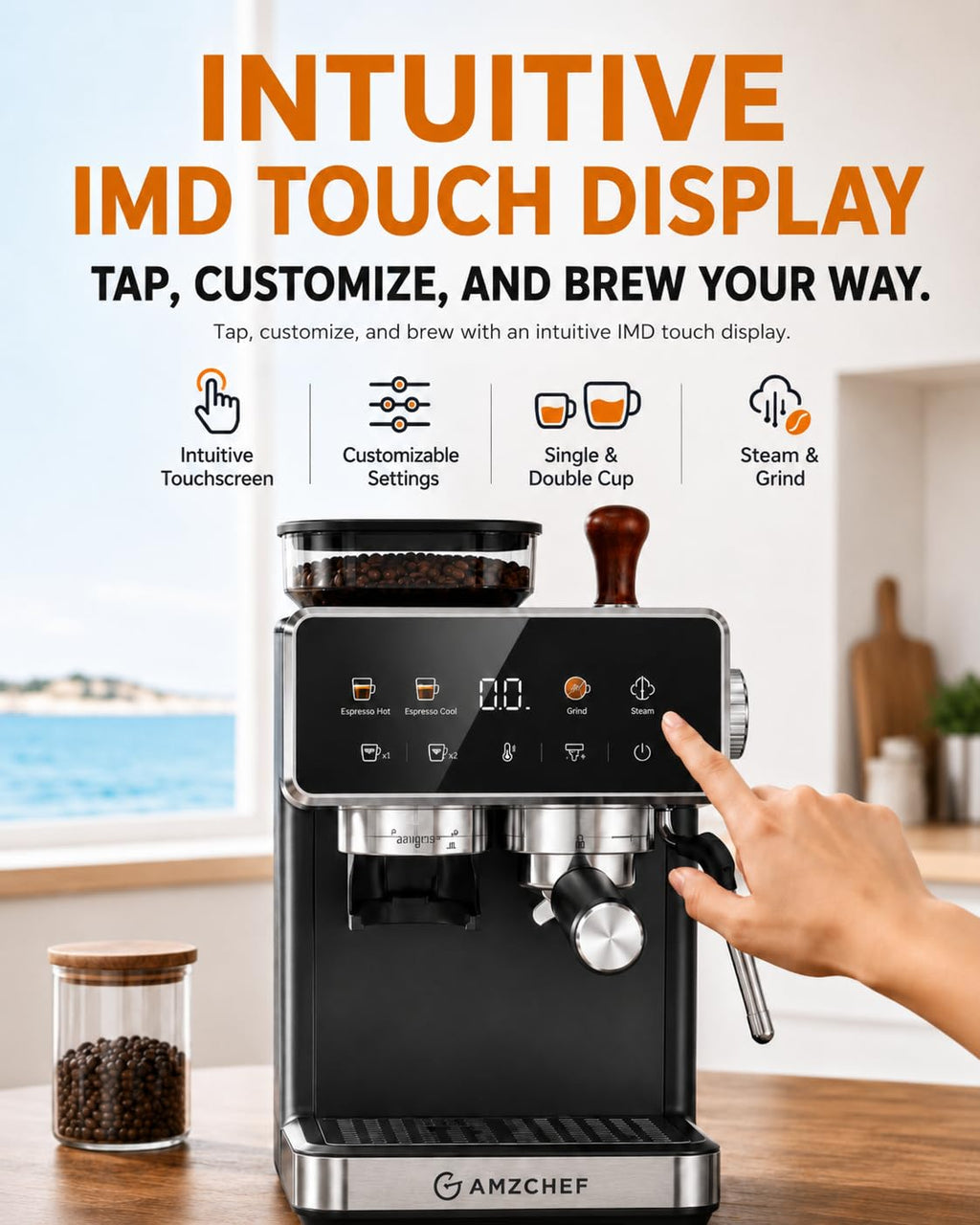 Black 20 Bar Espresso Machine with Grinder B575