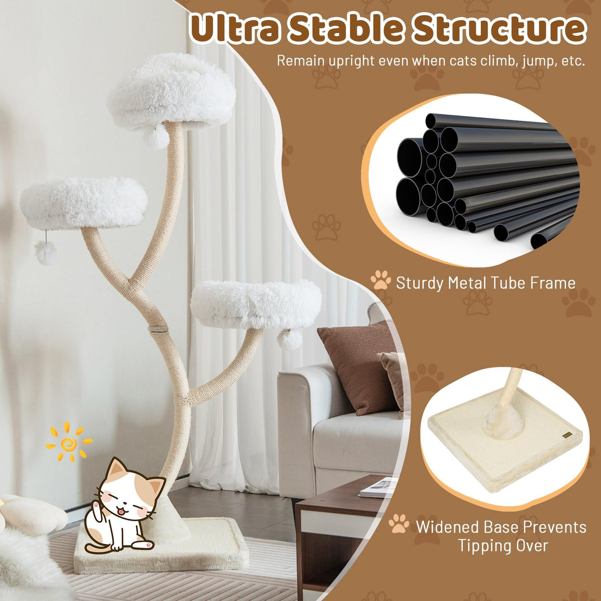 70 Inch Multi-Level Cat Tree with Perches and Scratching Posts J464