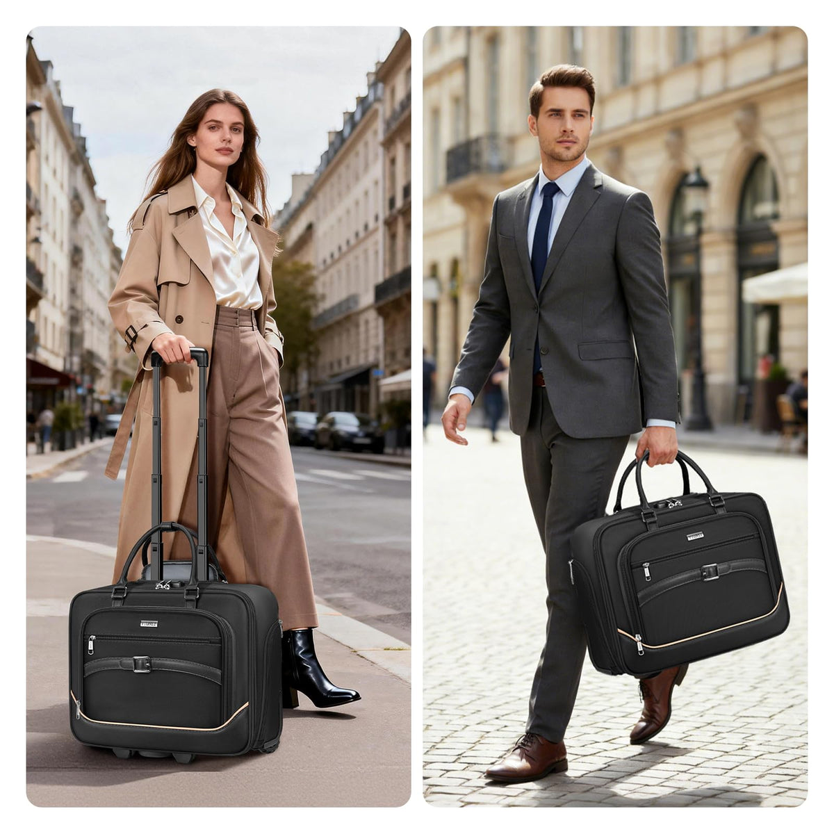 Black 17.3 In Rolling Laptop Bag with Wheels V984725
