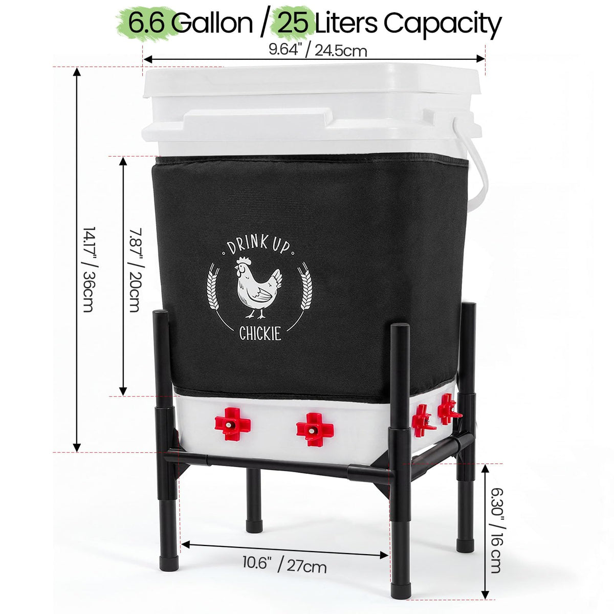 6.6 Gallon Heated Chicken Waterer with Stand E989