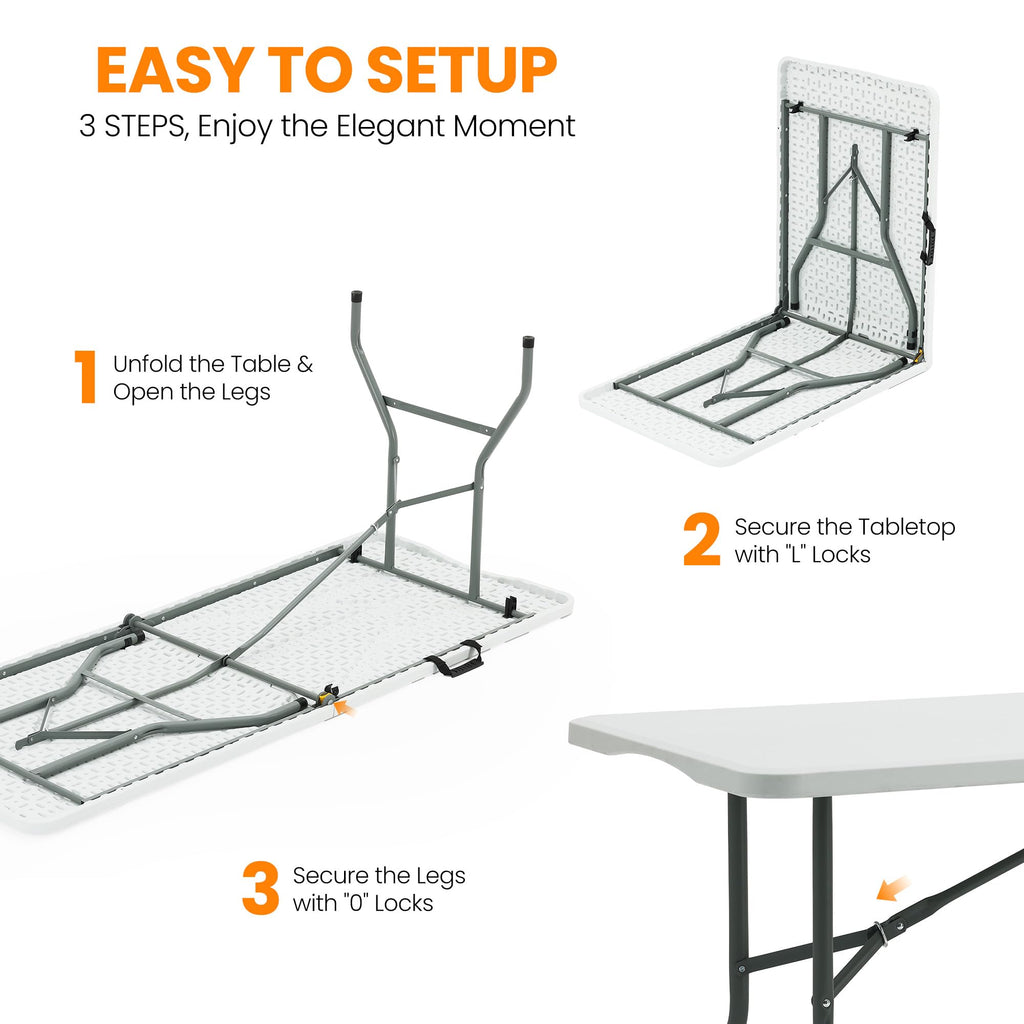 6FT White Portable Plastic Folding Table X7575