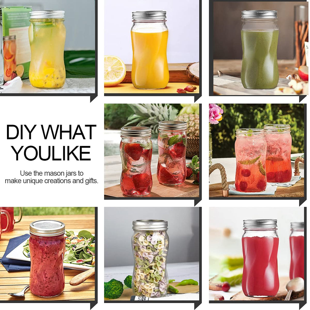 16oz Regular Mouth Mason Jars 12 Pack with Lids & Bands E9513