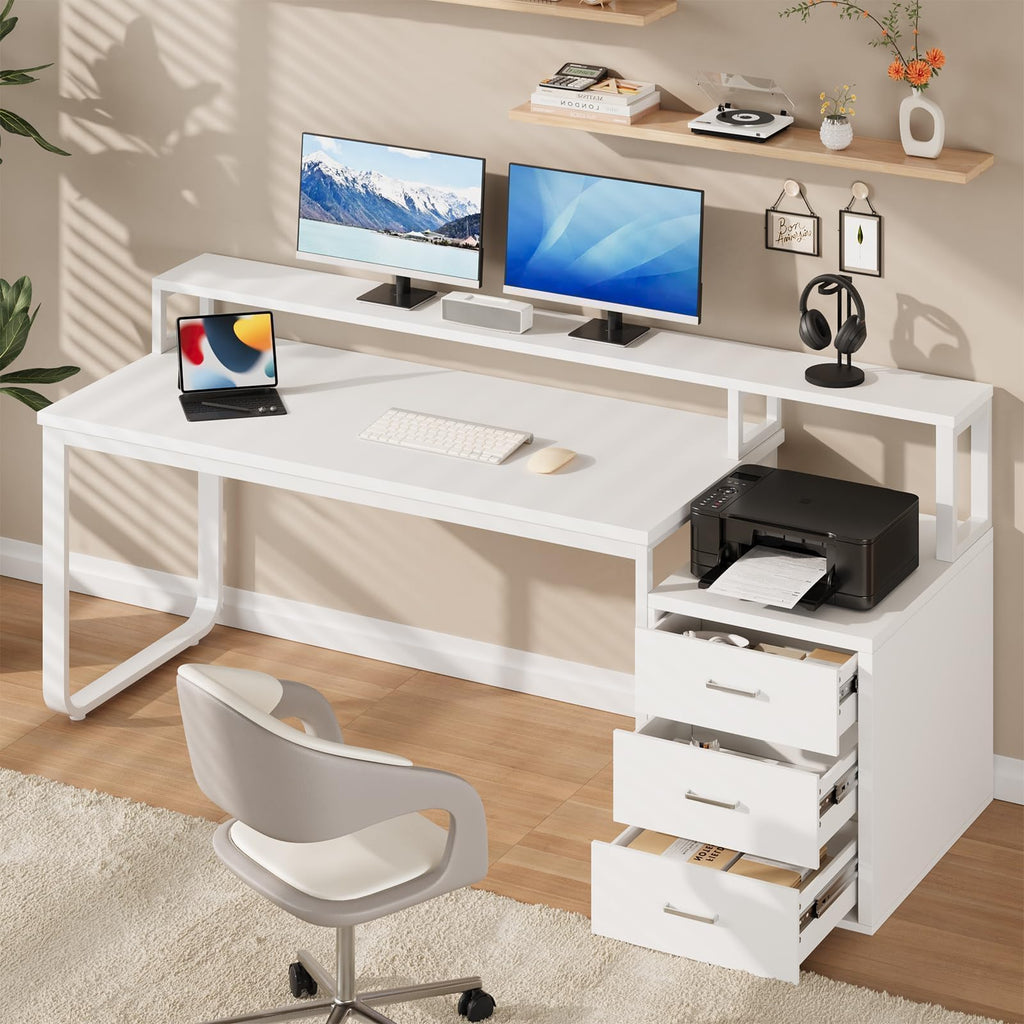 White Office Desk with 3 Drawers H674607