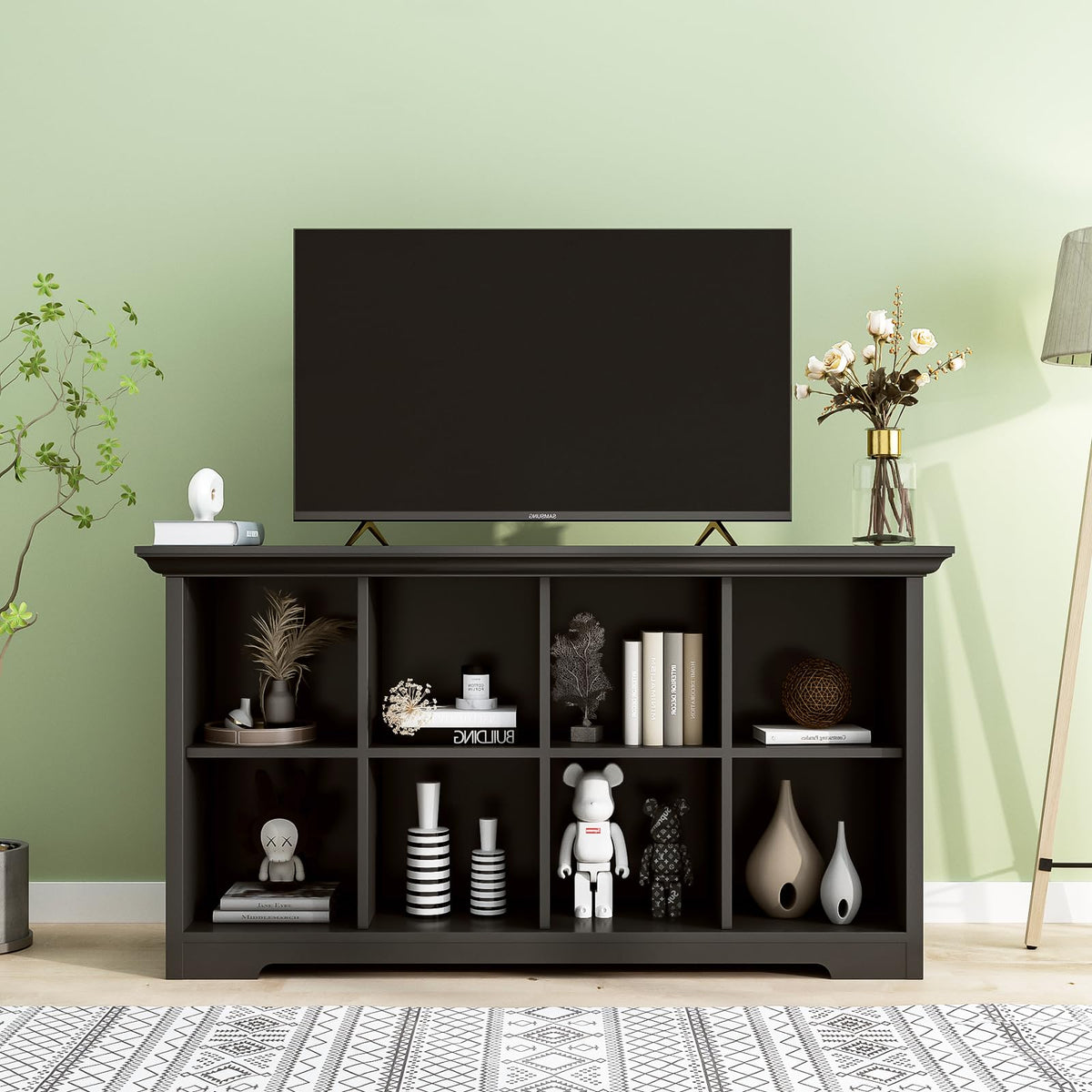 Black 8-Cube Open Bookcase with 2-Tier Low Cabinet G75613