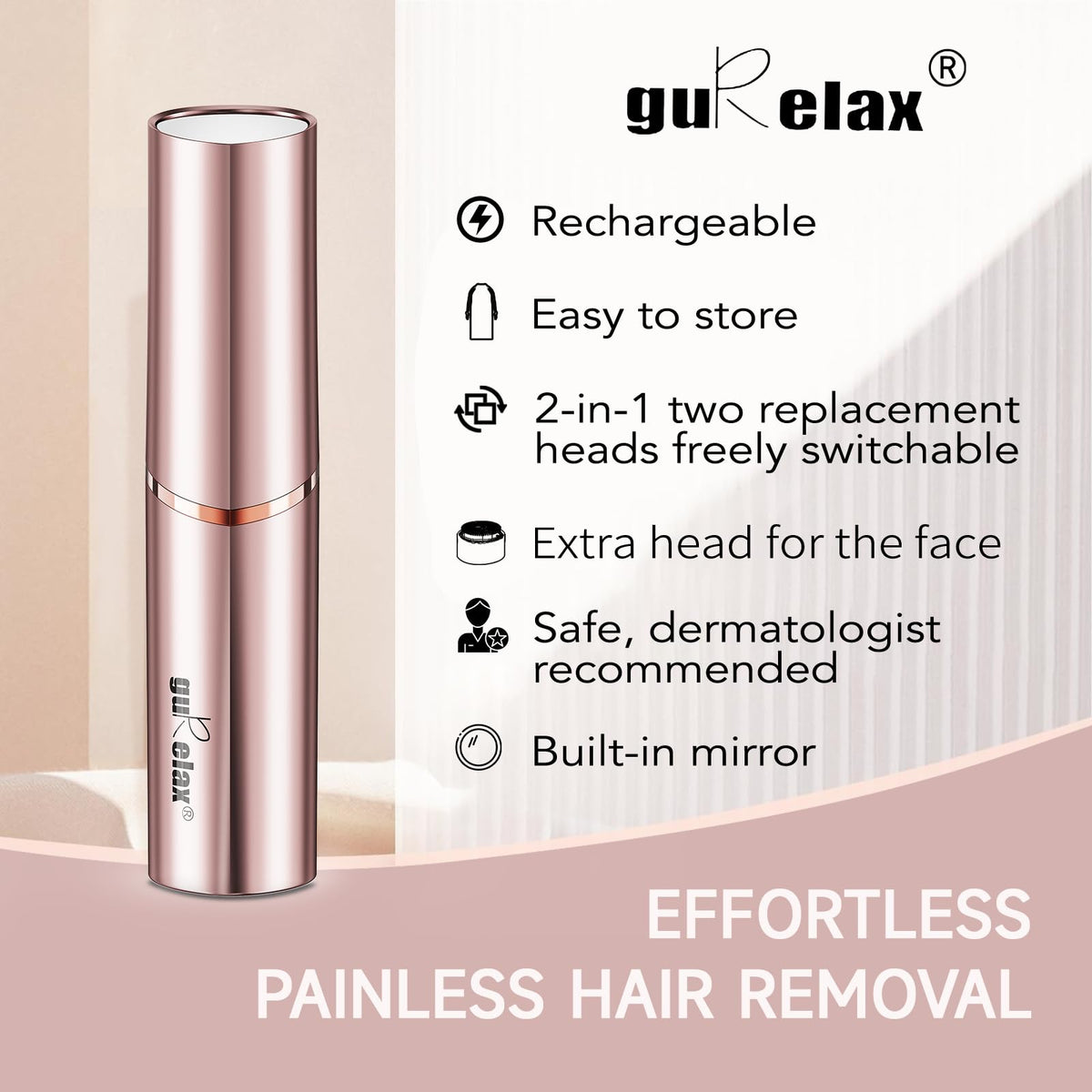 2-in-1 Electric Facial Hair Removal & Eyebrow Shaver with Mirror Light G9617