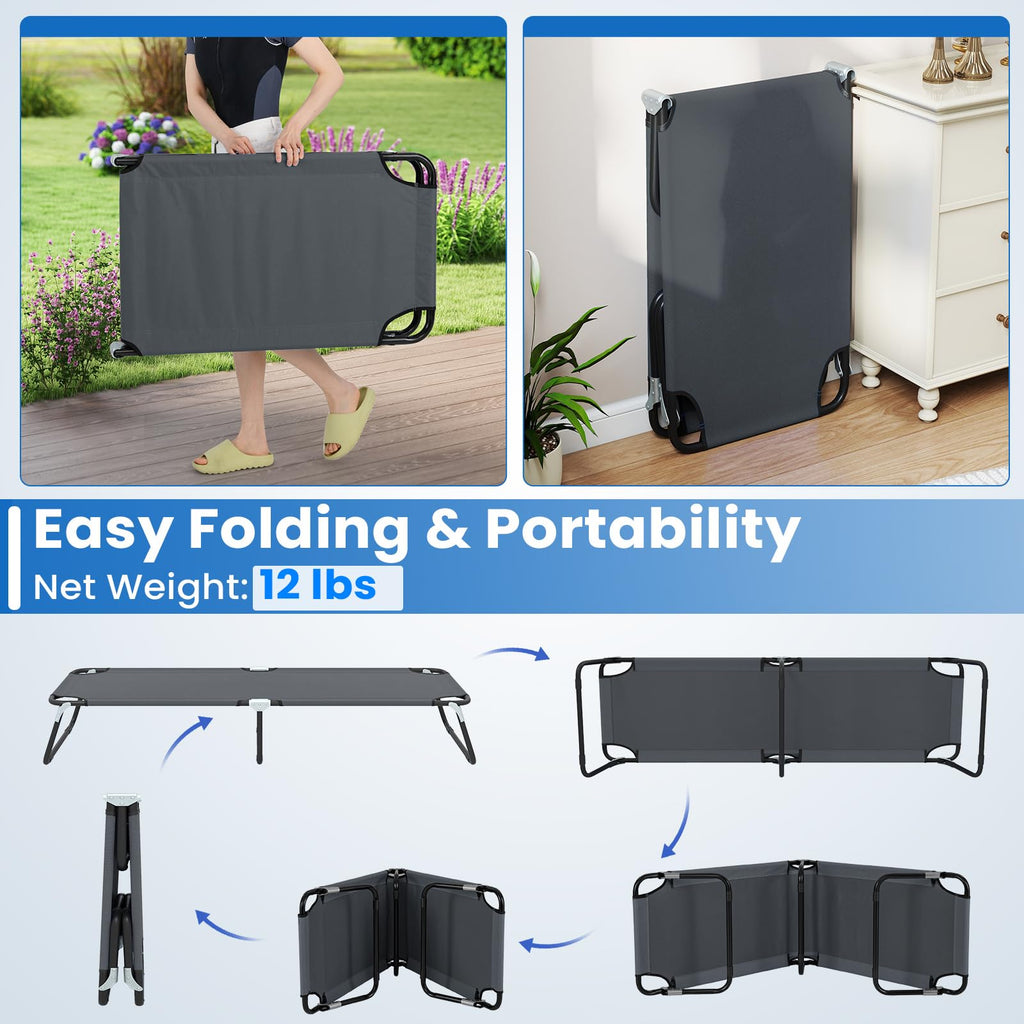 Folding Camping Cot Portable Ultralight Compact Sleeping Cot Bed Oxford Fabric I3911