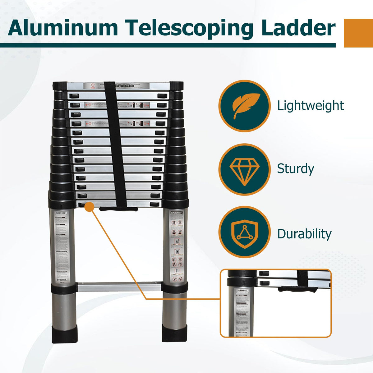 14.5 FT Aluminum Telescoping Ladder 330LB Capacity M160646