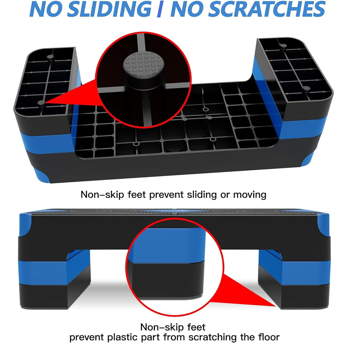 Adjustable Aerobic Exercise Step with 4” 6” 8” Risers W77381