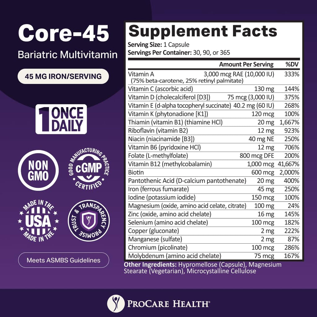 Bariatric Multivitamin 45mg Iron Capsule 30ct C29110