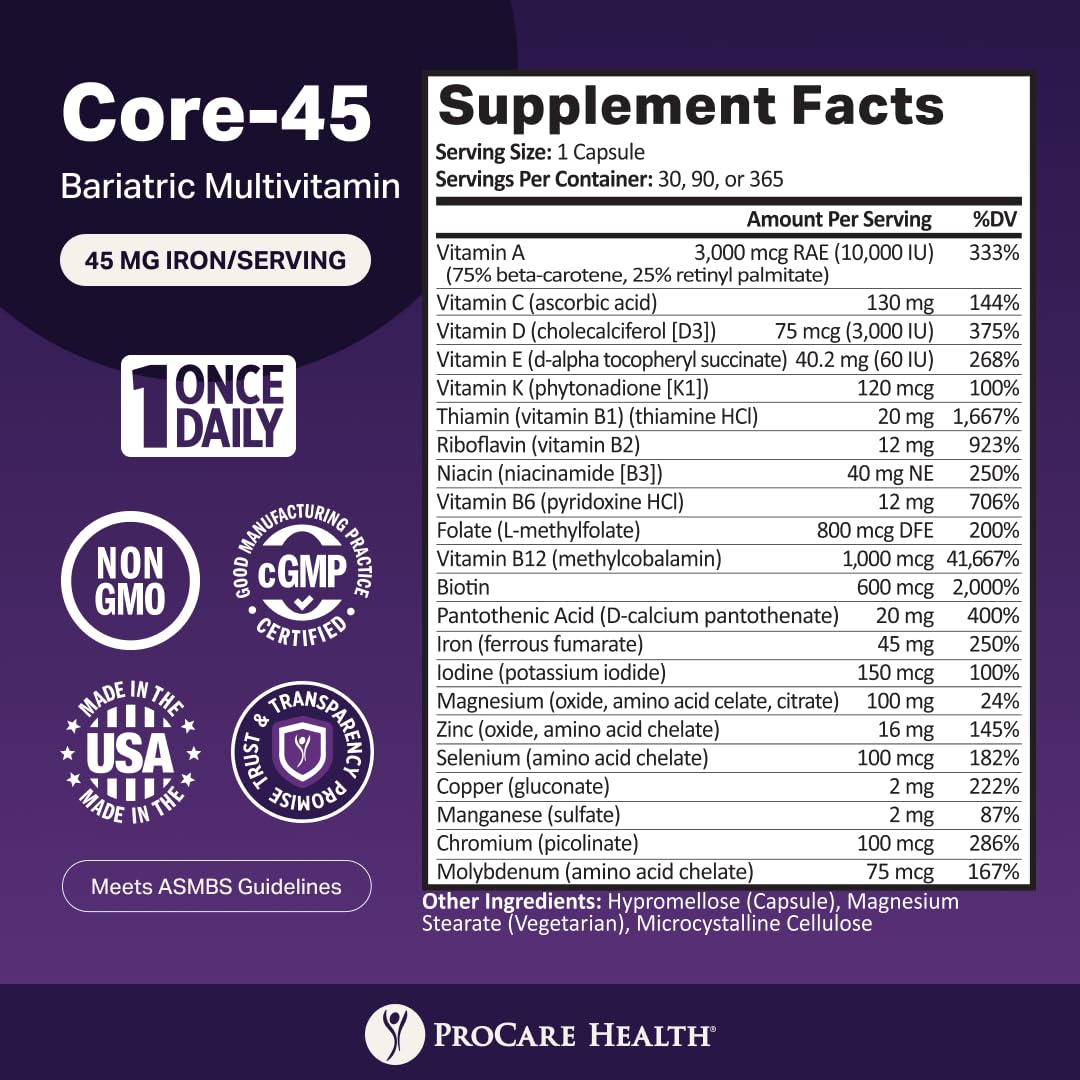Bariatric Multivitamin 45mg Iron Capsule 30ct C29110