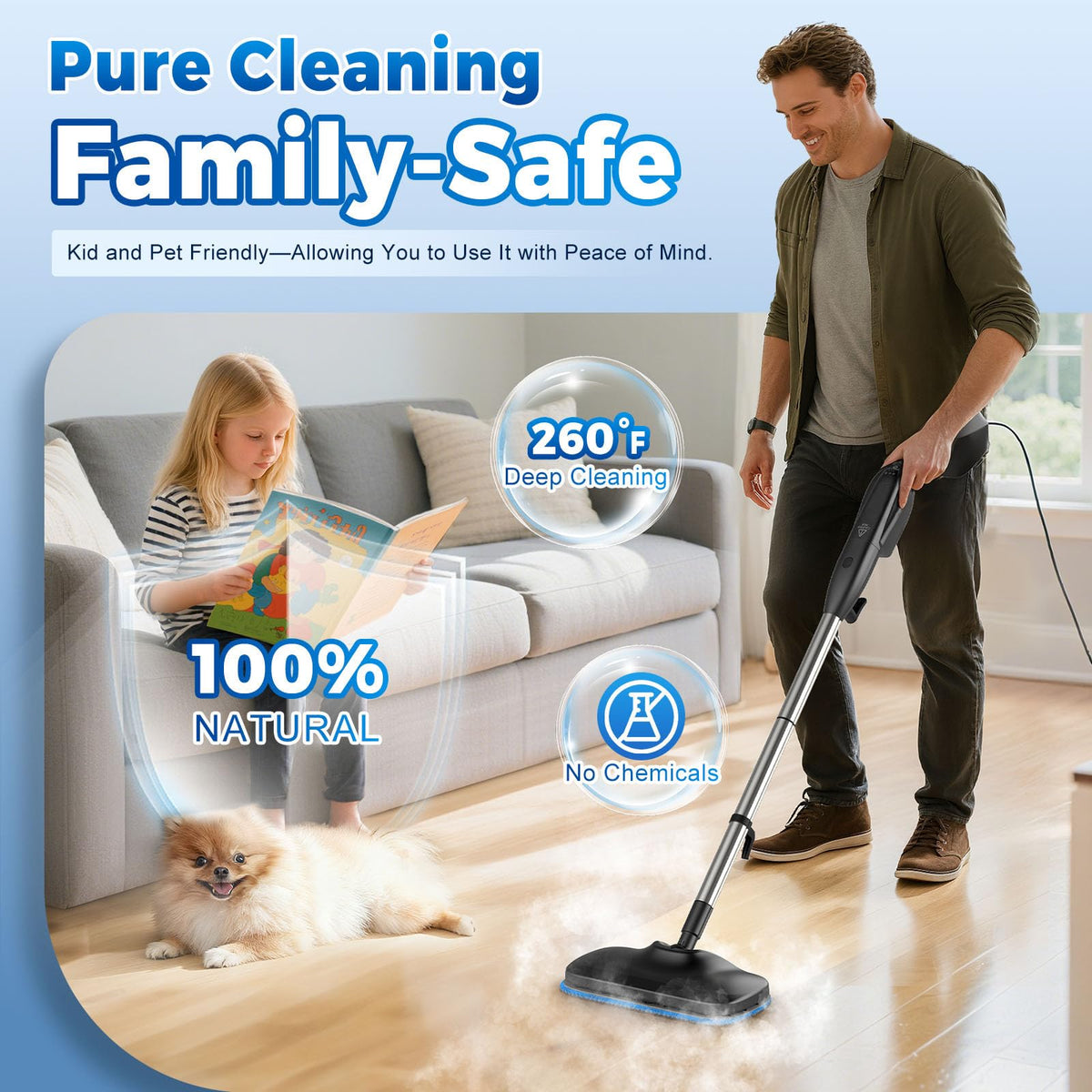 Heavy Duty Detachable Steam Mop Cleaner with 17 Accessories V64213