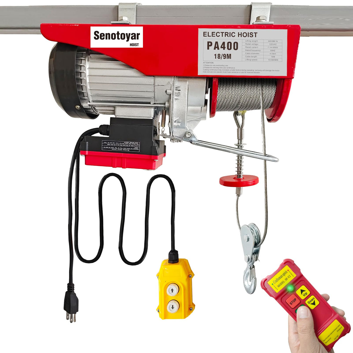 880lbs Electric Hoist Winch with Wireless Control G572368