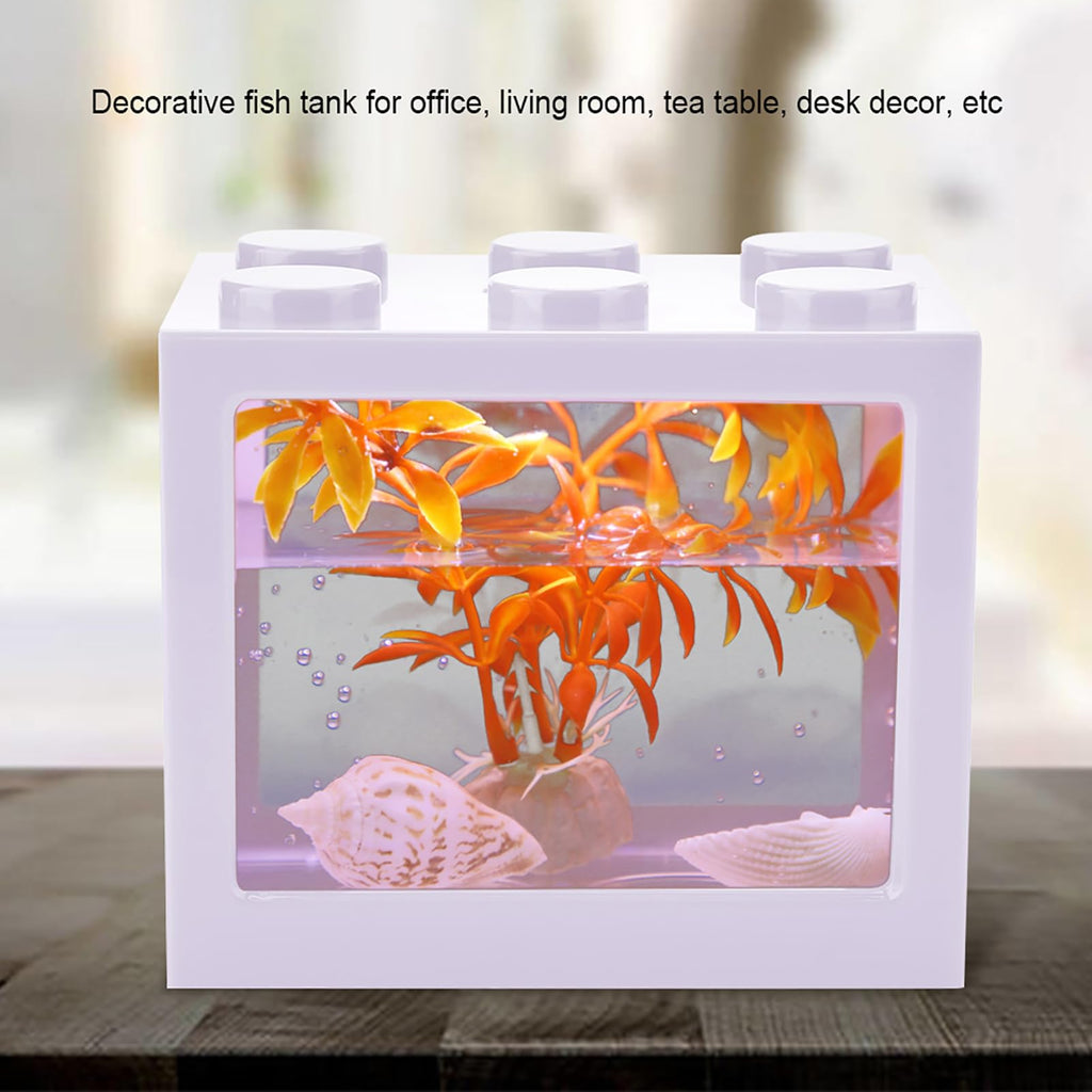 Mini Fish Tank Aquarium Bowl with USB LED Light J1383