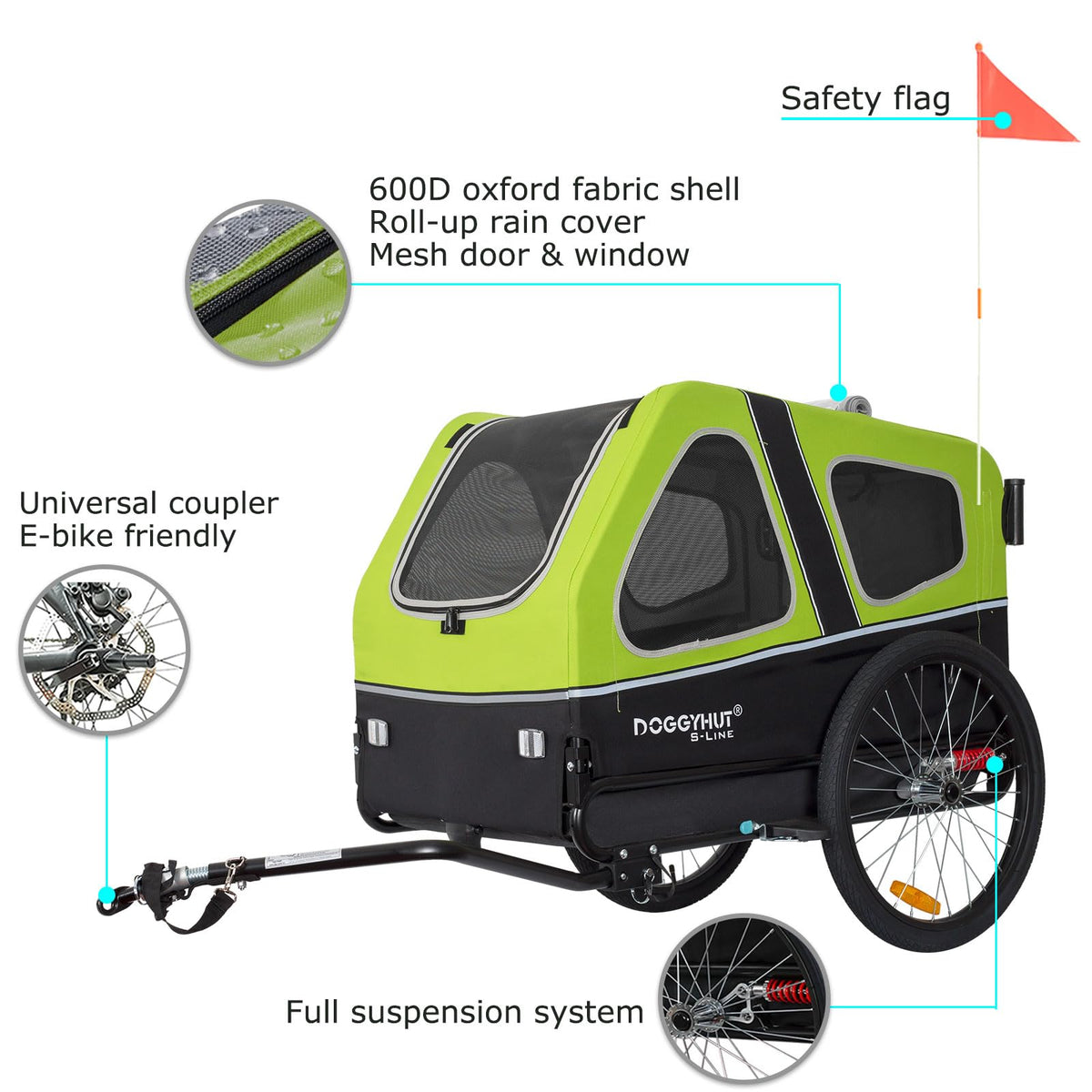 XL Pet Bike Trailer & Stroller with Suspension Wheels X82497