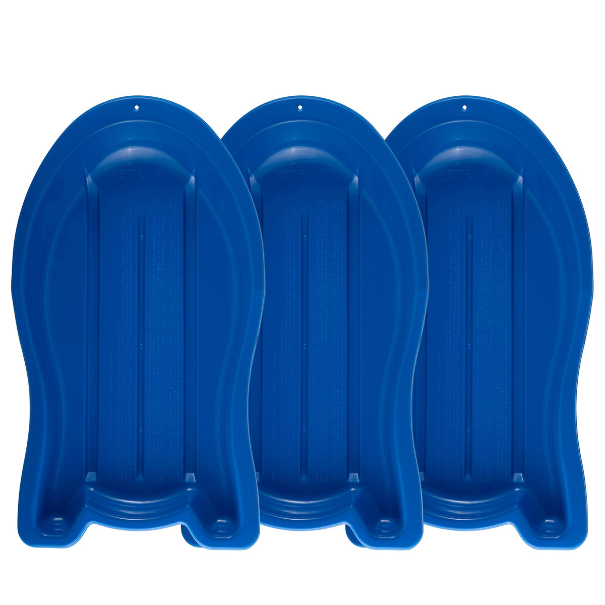 3 Pack Plastic Toboggan Snow Sled with Pull Ropes and Handles V1939