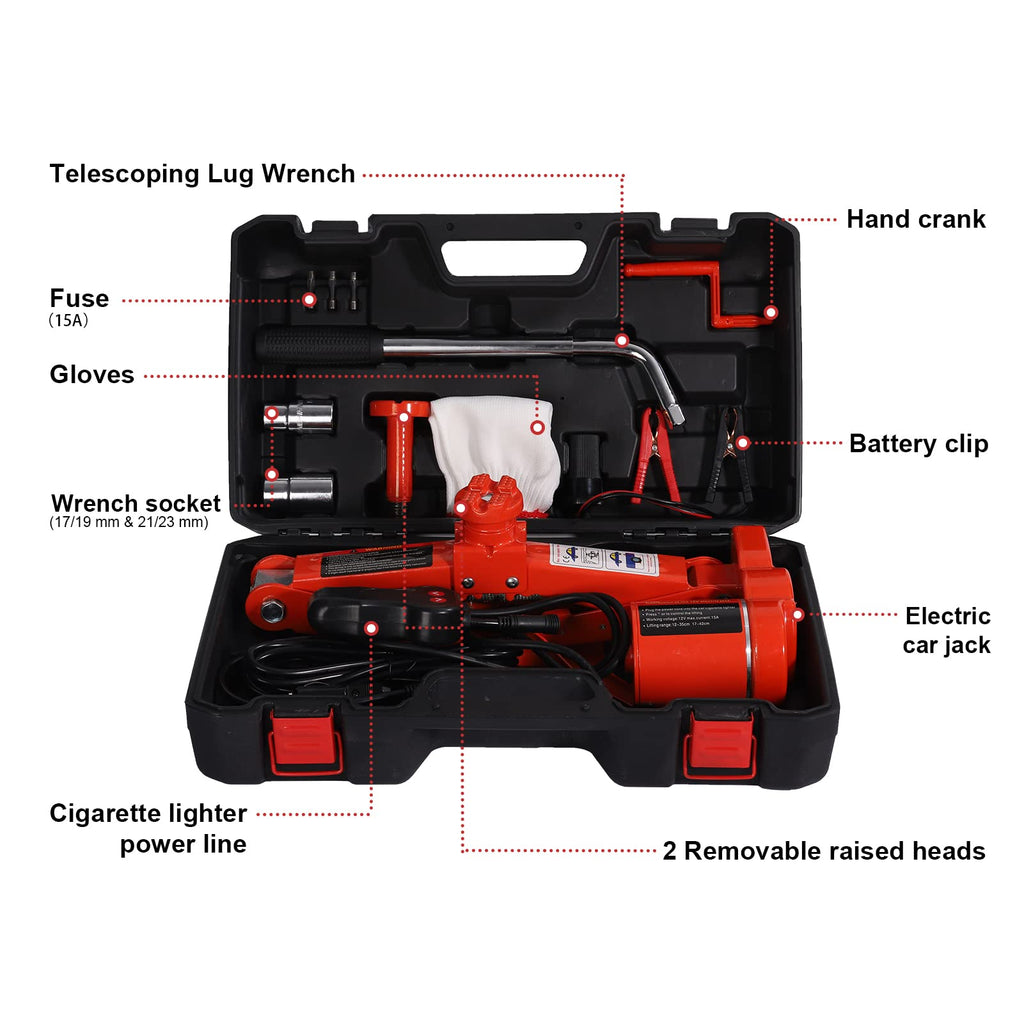 3 Ton Electric Car Scissor Jack with Telescoping Lug Wrench D556