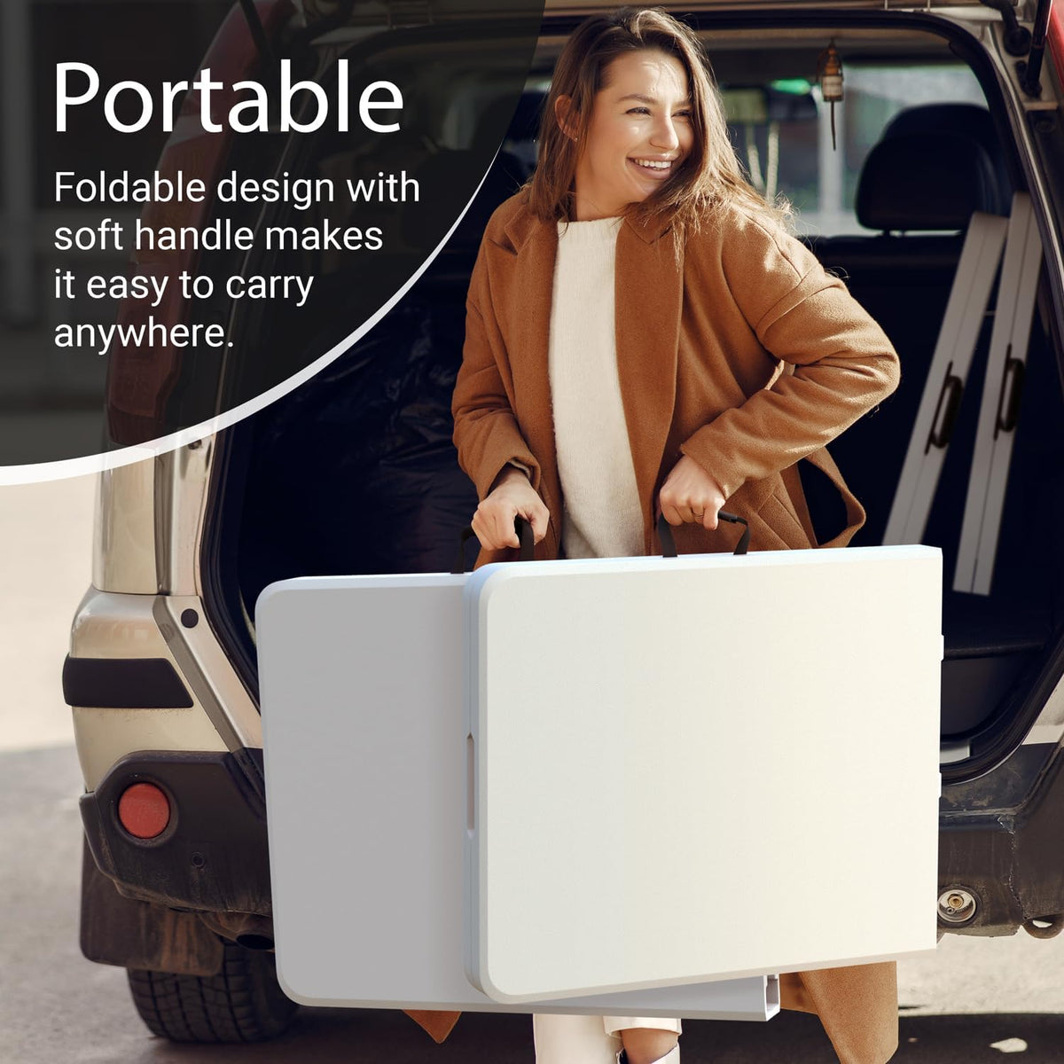Foldable Table with Steel Legs White W373