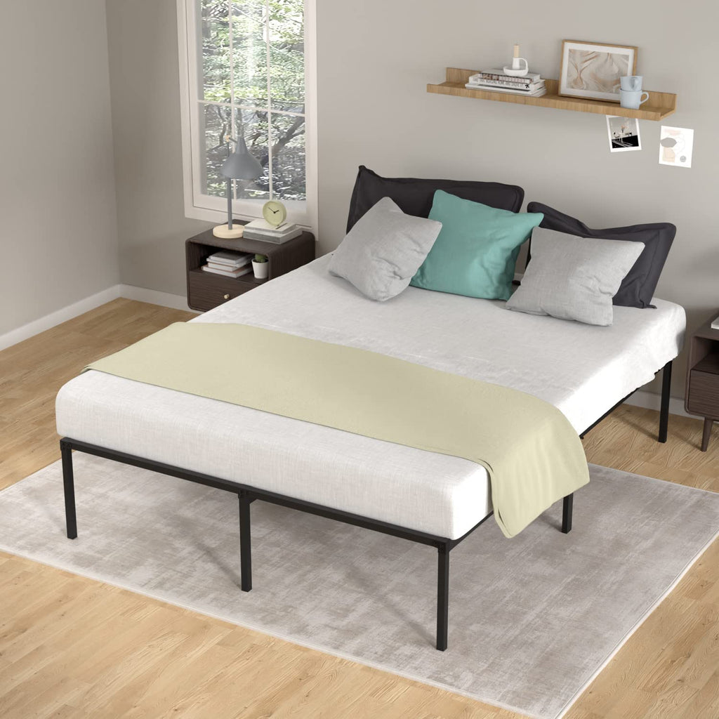 18 Inch Black Metal Full Size Platform Bed Frame with Storage Y896591