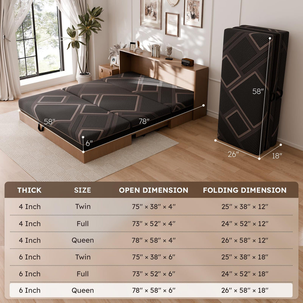 4 Inch Trifold Memory Foam Mattress F271649