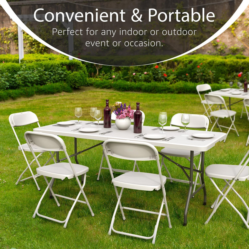 Foldable Table with Steel Legs White W373
