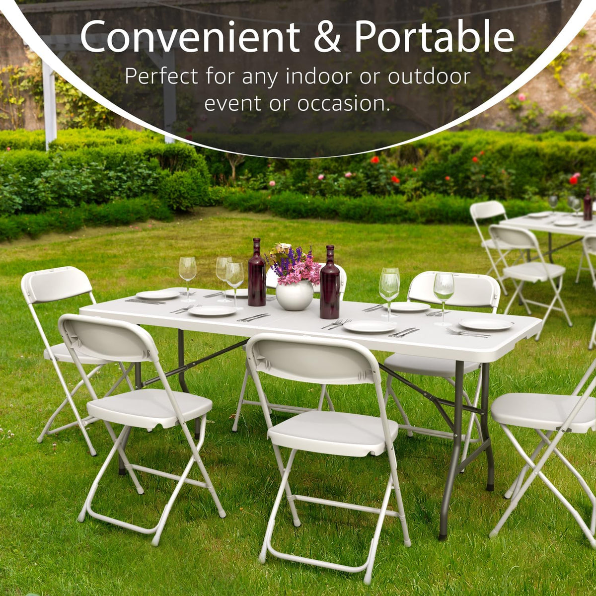 Foldable Table with Steel Legs White W373