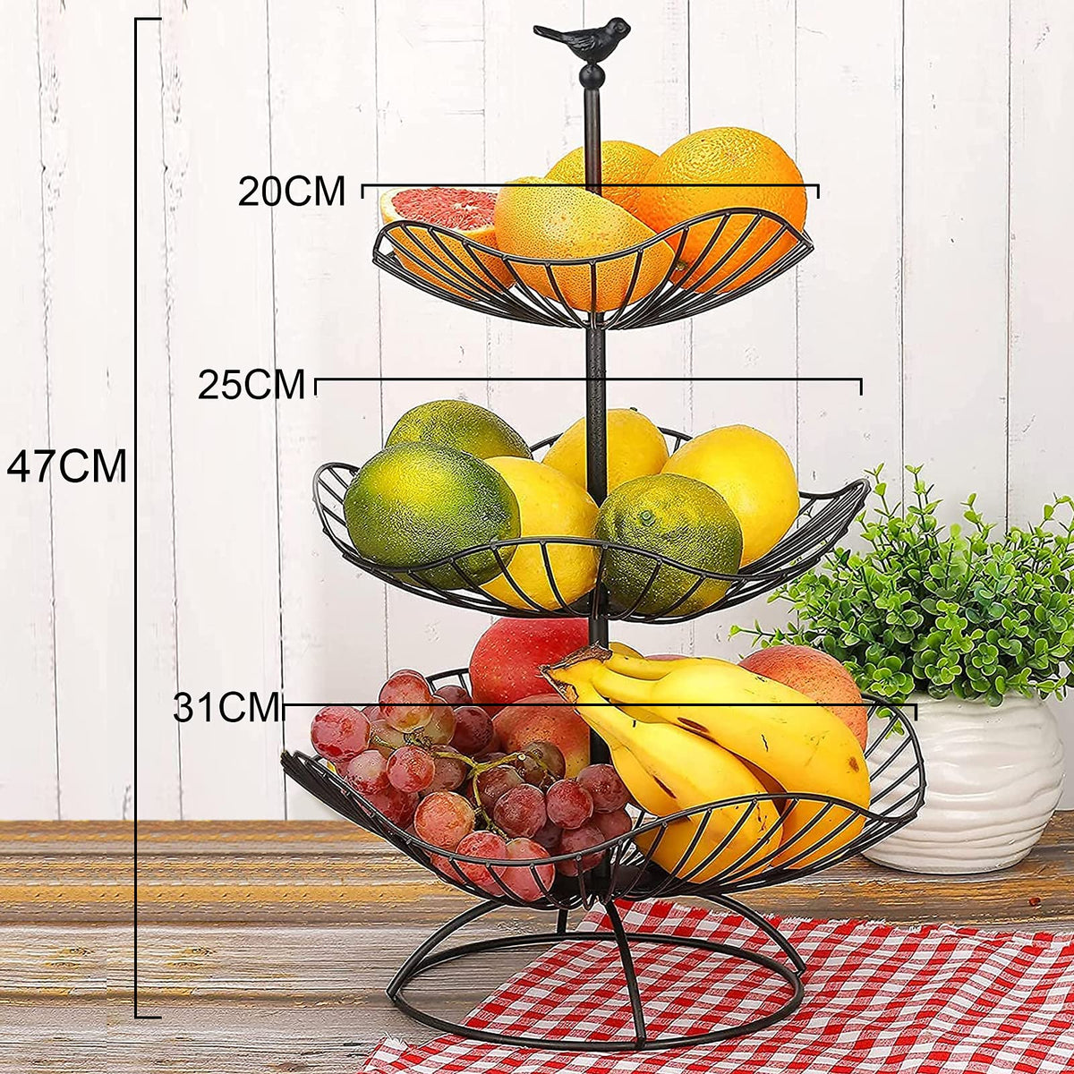 3-Tier Metal Wire Fruit Basket Stand W876