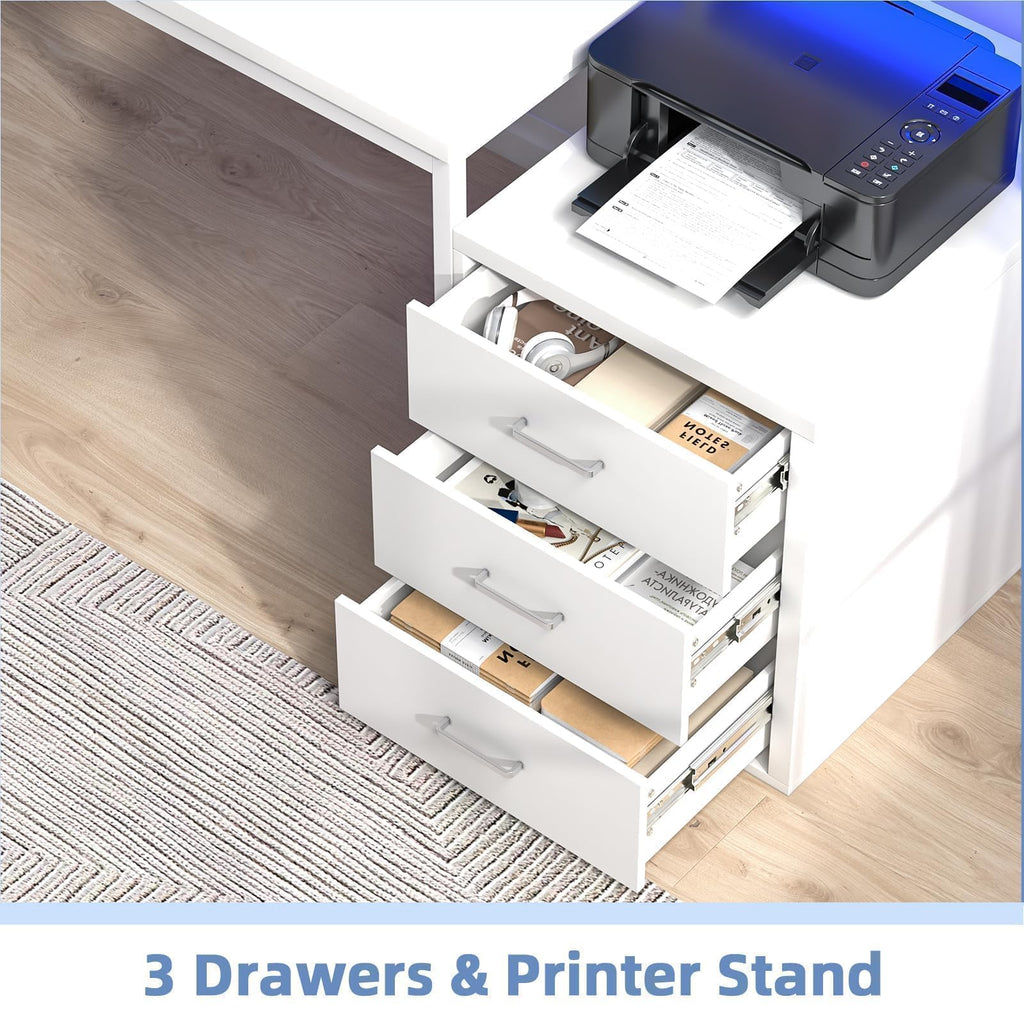 White Office Desk with 3 Drawers H674607