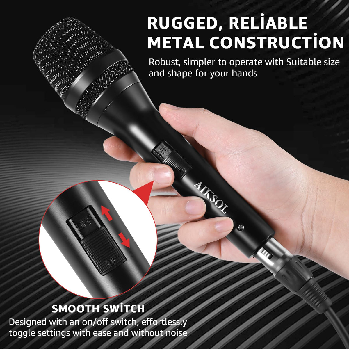 Wired Dynamic Handheld Karaoke Microphone with On and Off Switch X265568