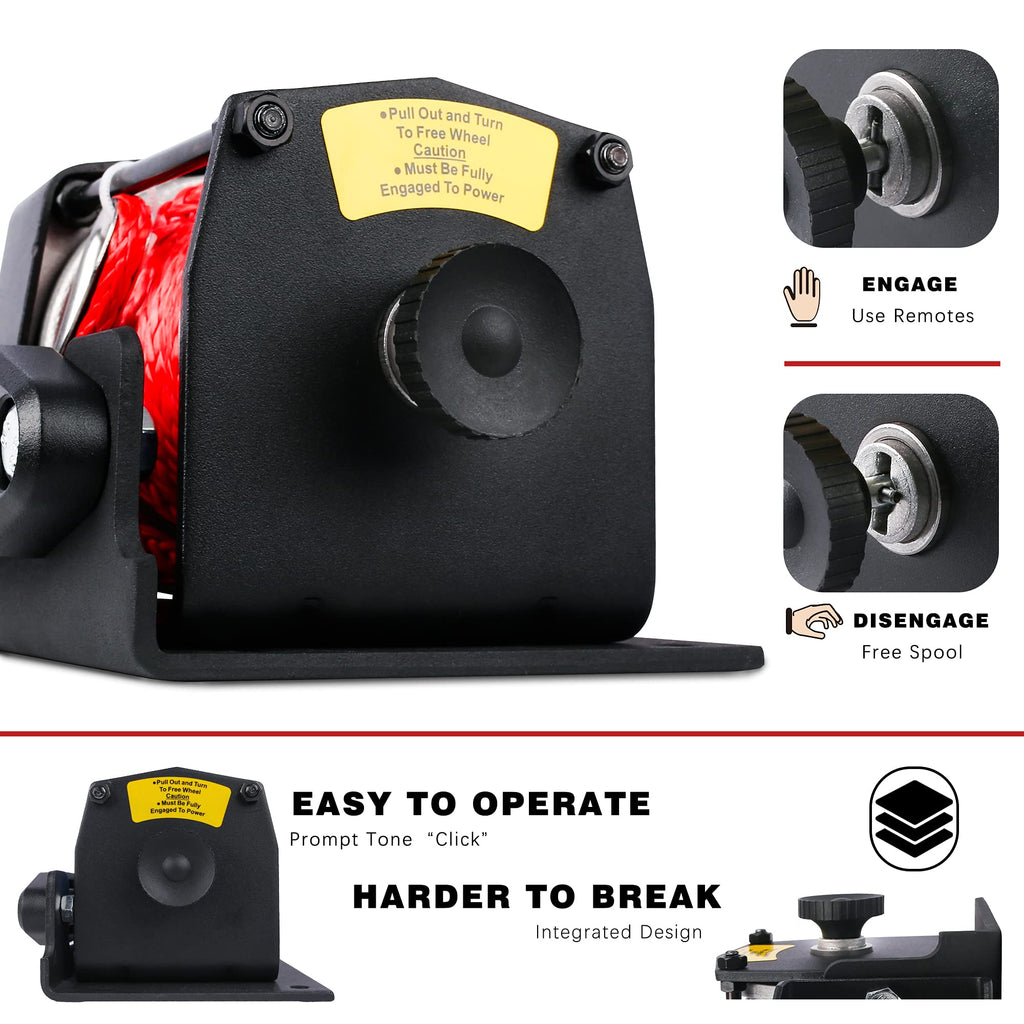12V 3000LBS Synthetic Rope Electric Winch with Mounting Bracket H191951