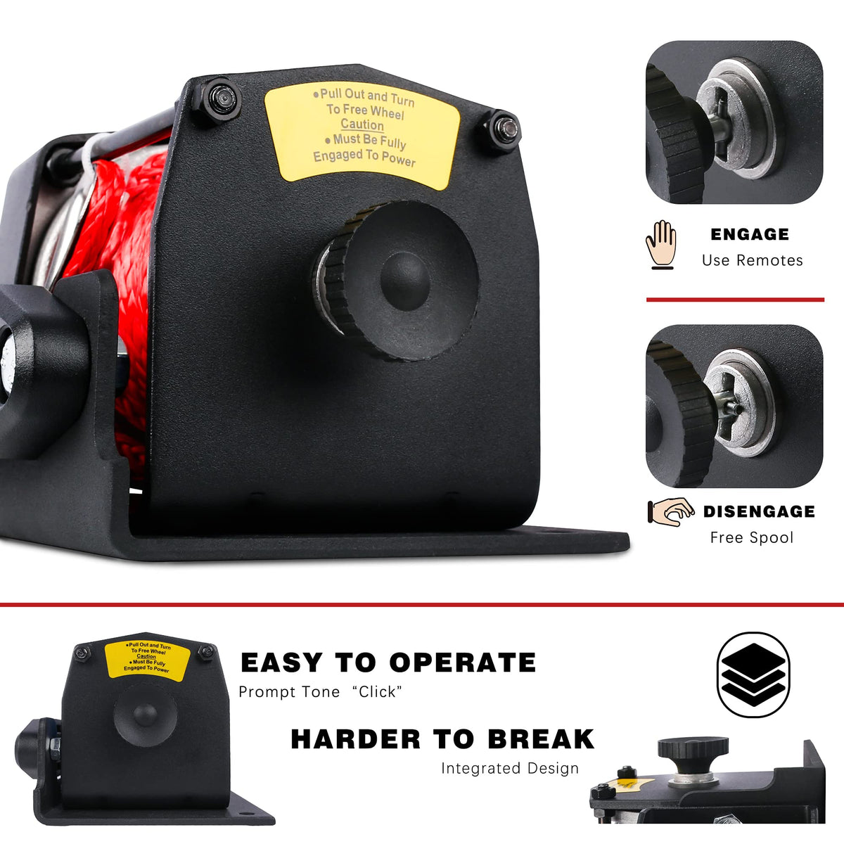 12V 3000LBS Synthetic Rope Electric Winch with Mounting Bracket H191951