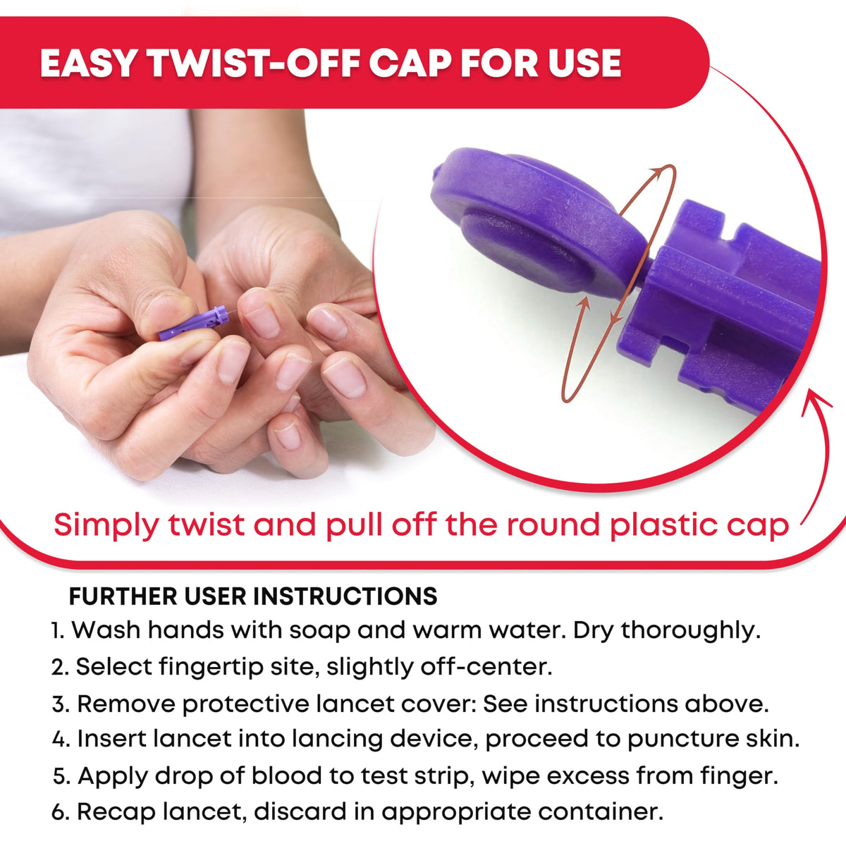 Sterile Twist-Cap Lancets 30G Purple 500 Count G137312
