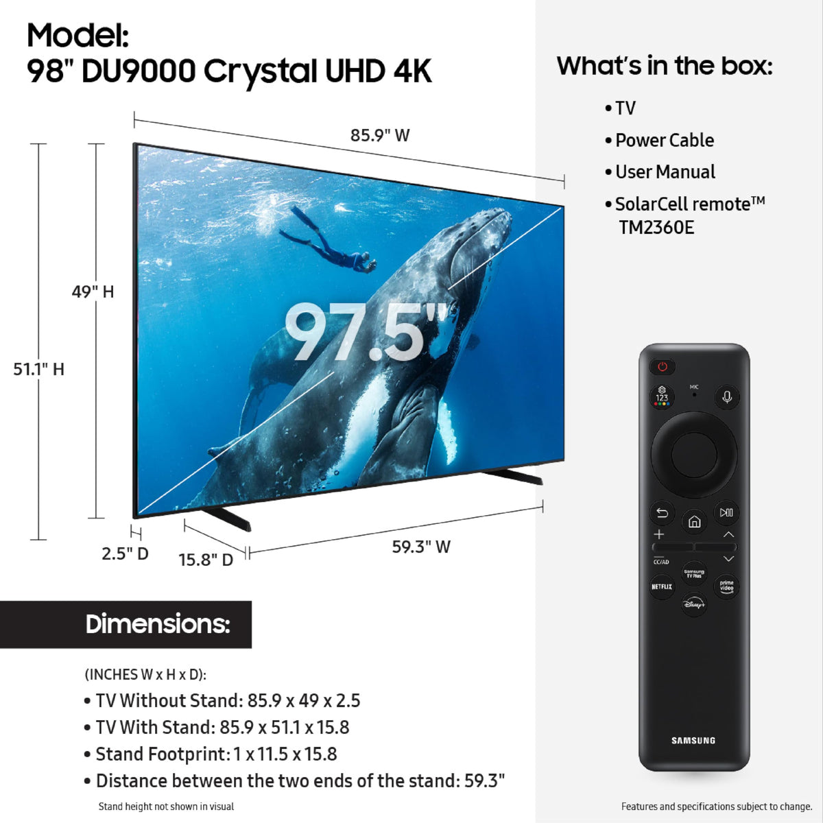 98-Inch 4K Crystal UHD Smart TV T9969