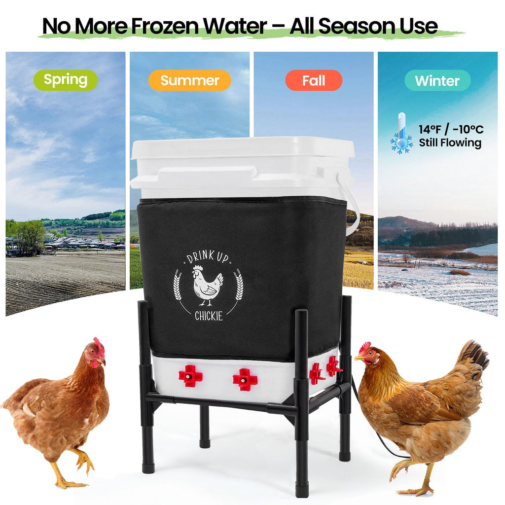 6.6 Gallon Heated Chicken Waterer with Stand E989