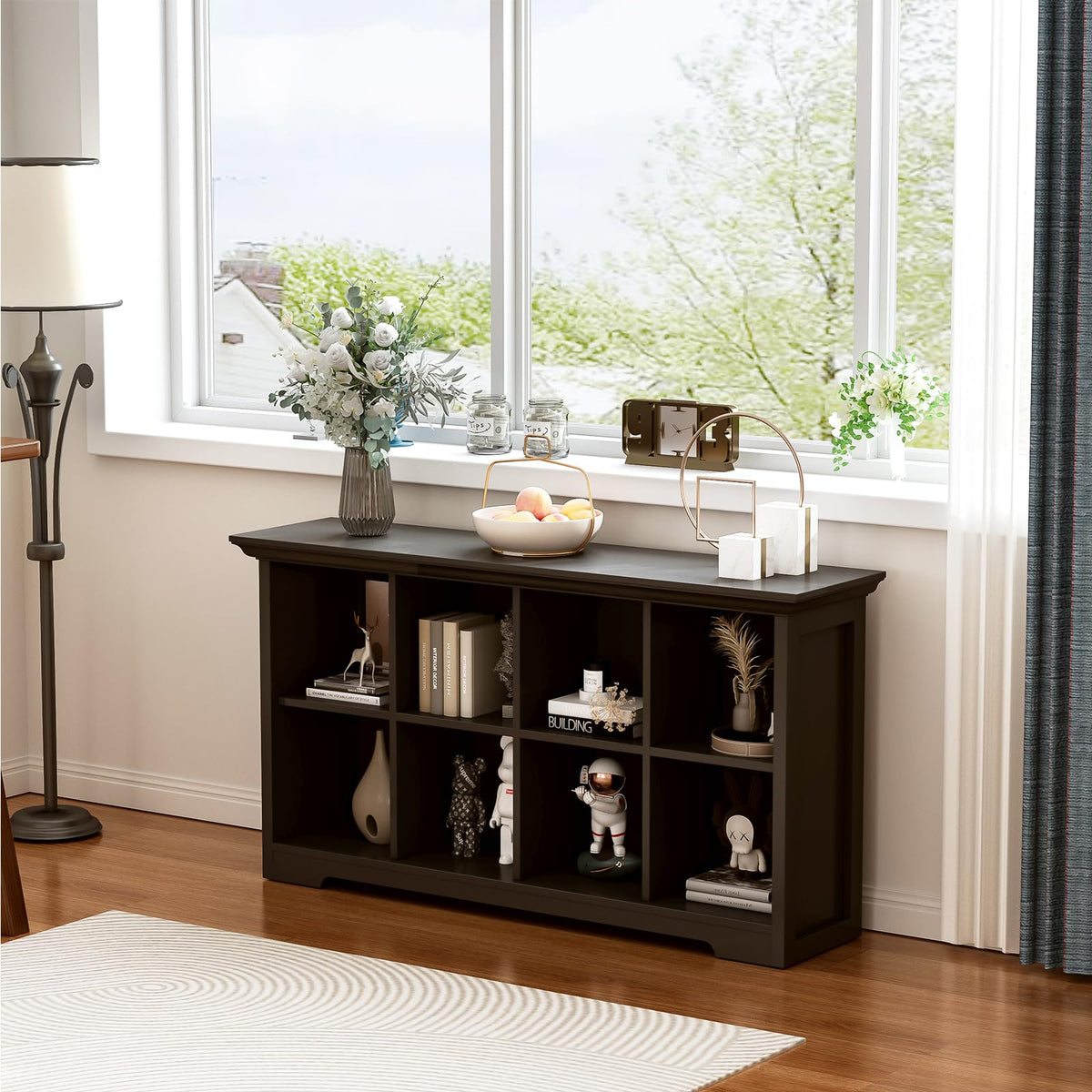 Black 8-Cube Open Bookcase with 2-Tier Low Cabinet G75613