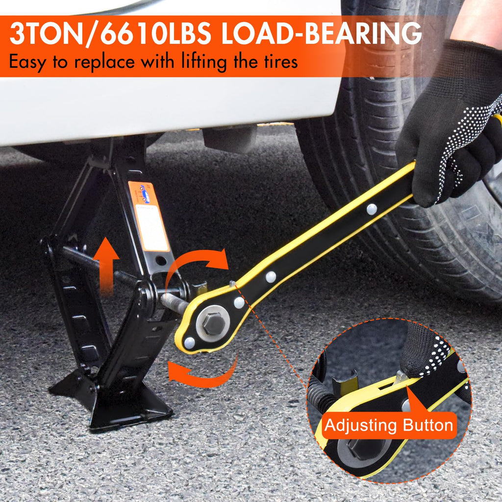 Scissor Car Jack 3 Ton Tire Changing Kit with Lug Wrench O8033