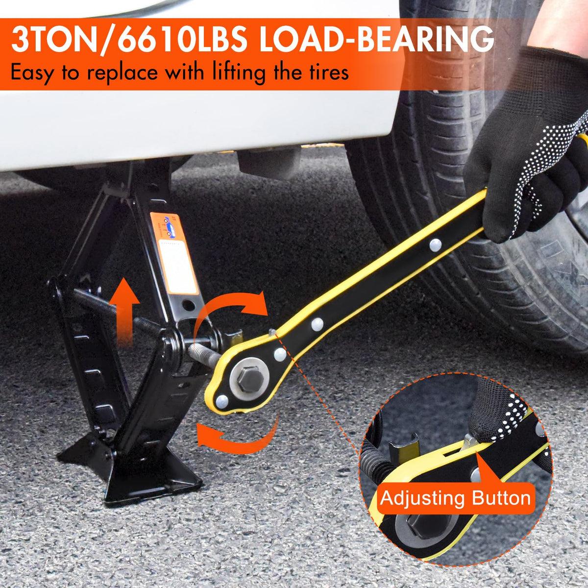 Scissor Car Jack 3 Ton Tire Changing Kit with Lug Wrench O8033
