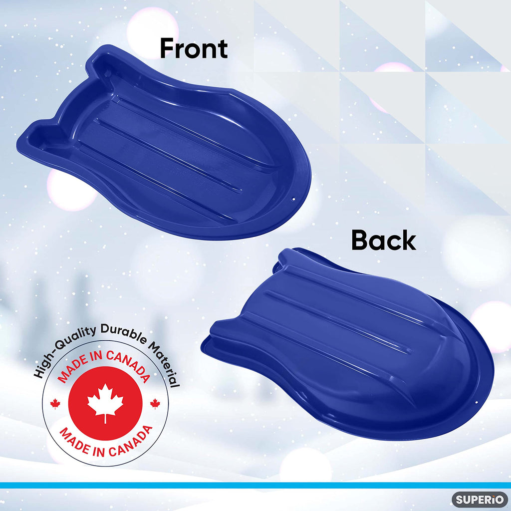 3 Pack Plastic Toboggan Snow Sled with Pull Ropes and Handles V1939