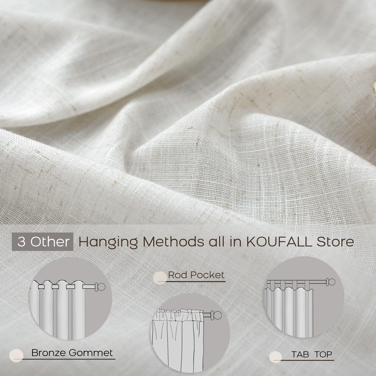 72 Inch Wide Linen Sheer Curtains, 84 Inch Long, 2 Panels Set F362765