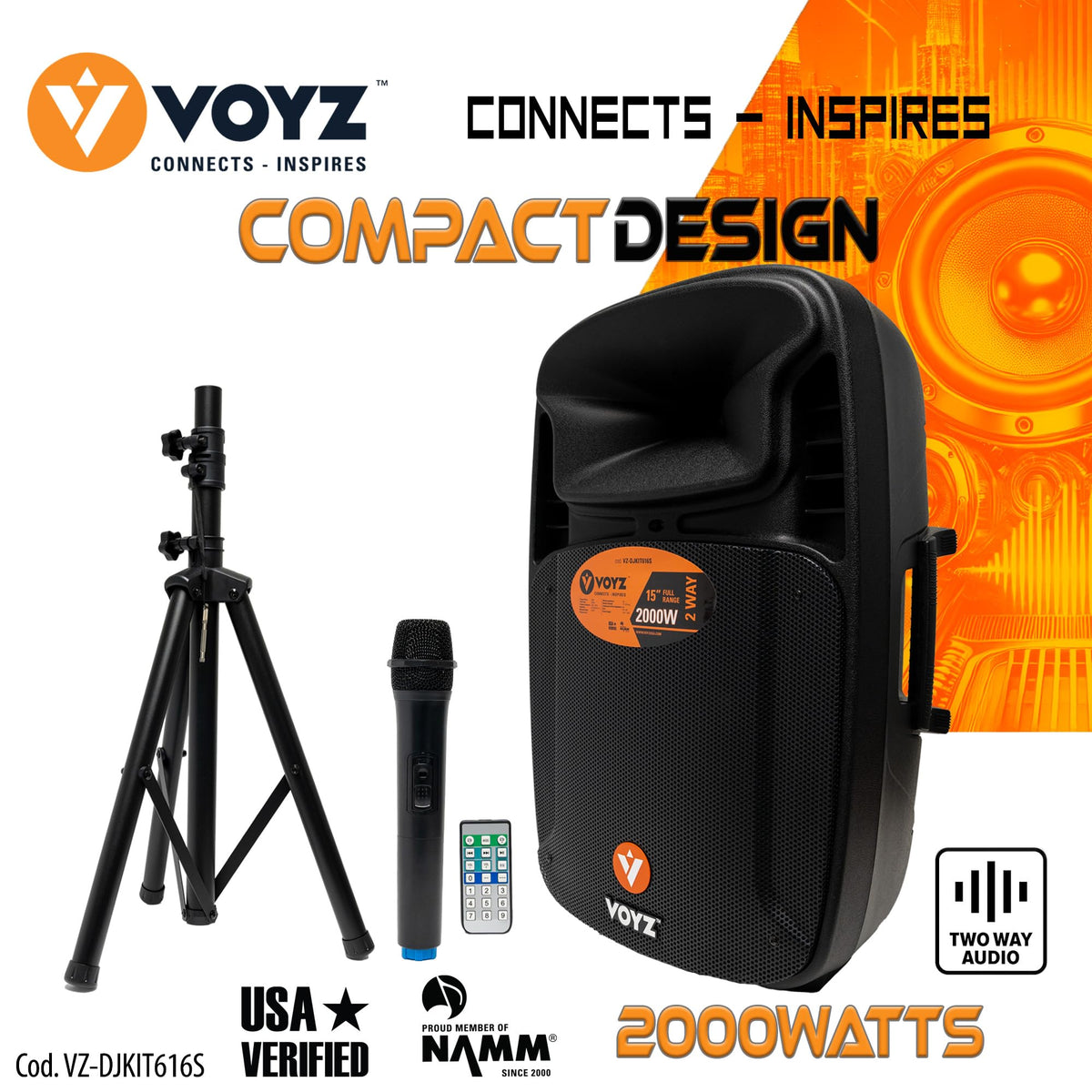 2000 Watt Bluetooth Portable Speaker with Wireless Microphone G36343
