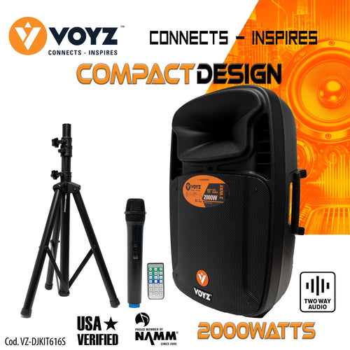 2000 Watt Bluetooth Portable Speaker with Wireless Microphone G36343