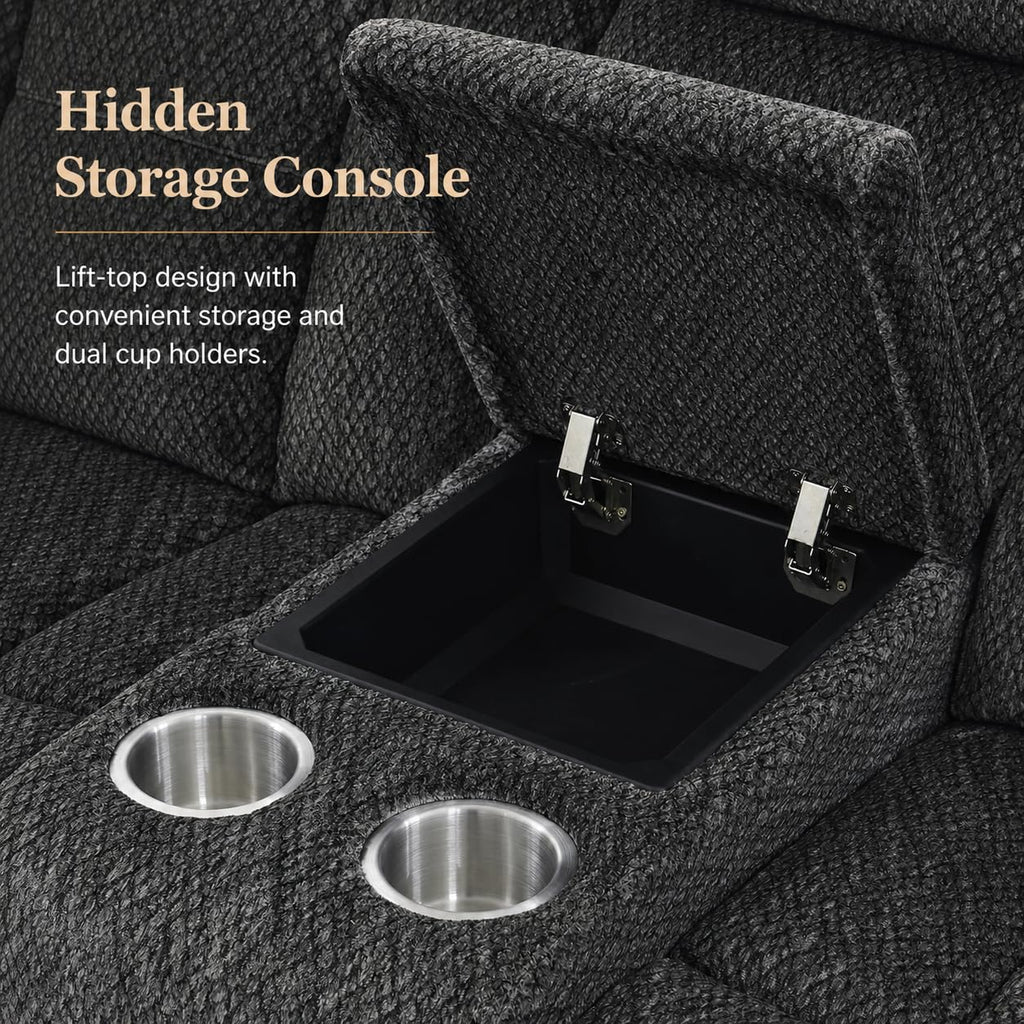 Gray Wool 3 Piece Power Reclining Sofa Set with USB Ports and LED Lights I1930