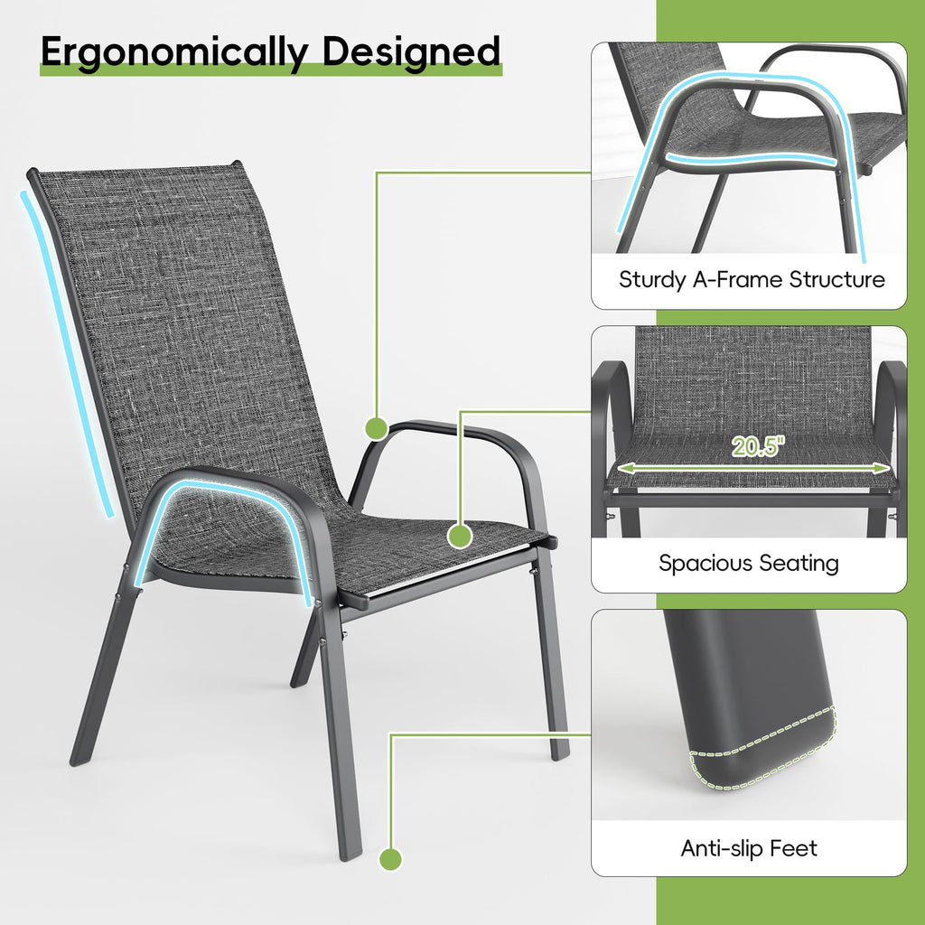 Dark Grey Metal Patio Chairs Set of 4 U79698