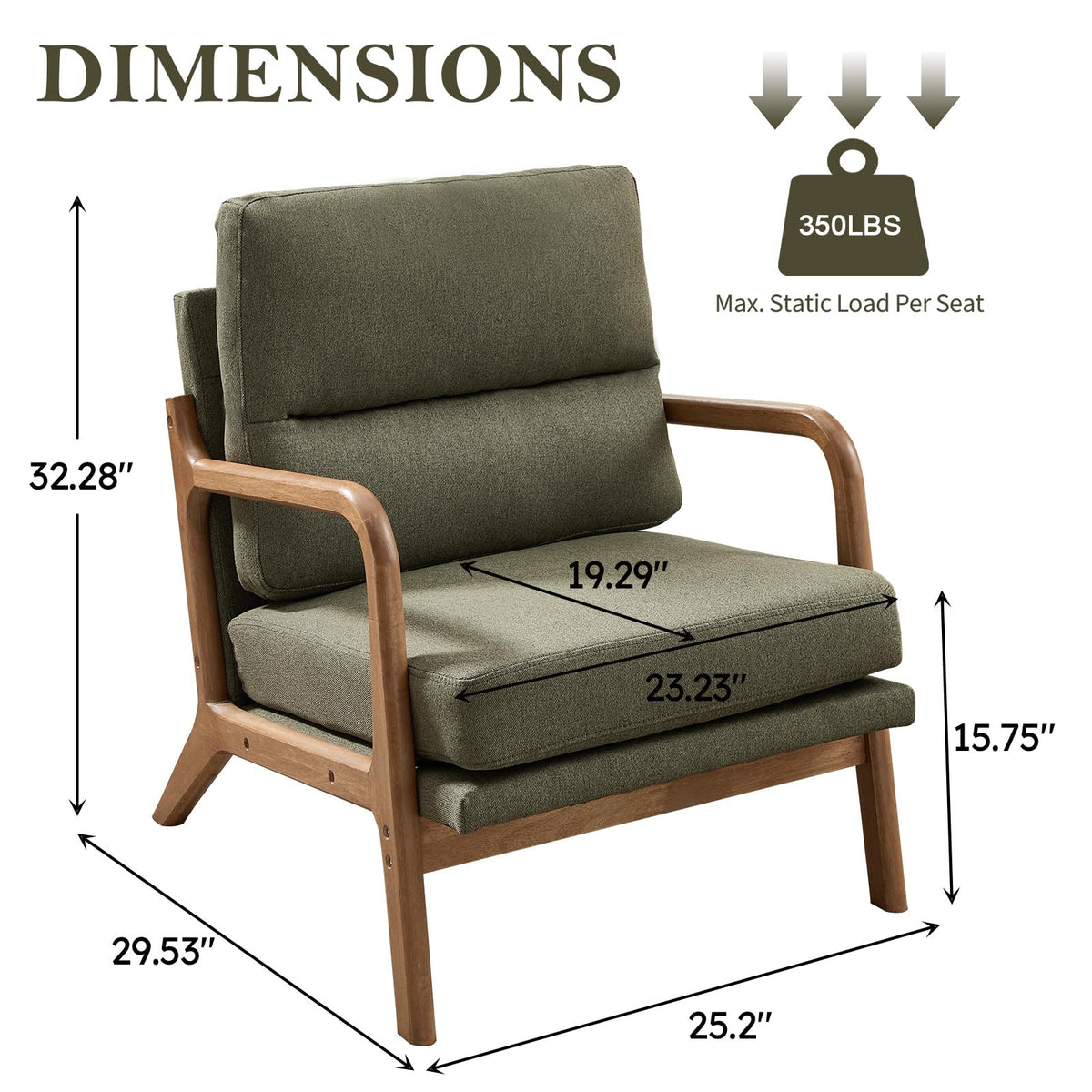 Mid Century Accent Chair Set of 2 Green P786577