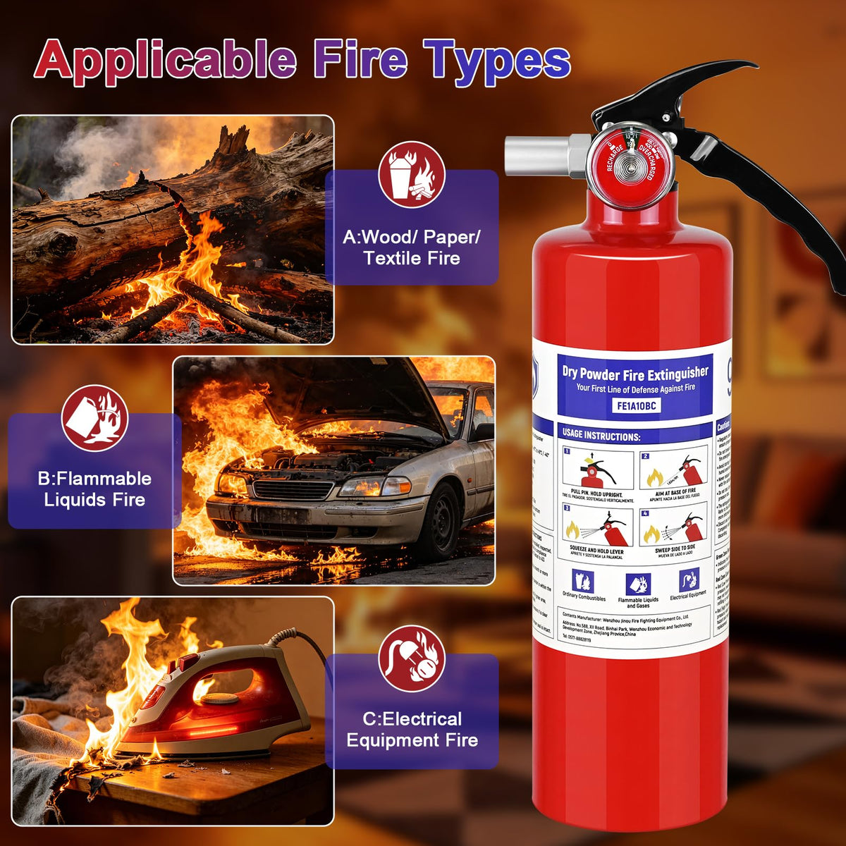 2 Pack 2.5 lb ABC Dry Chemical Fire Extinguishers W1023