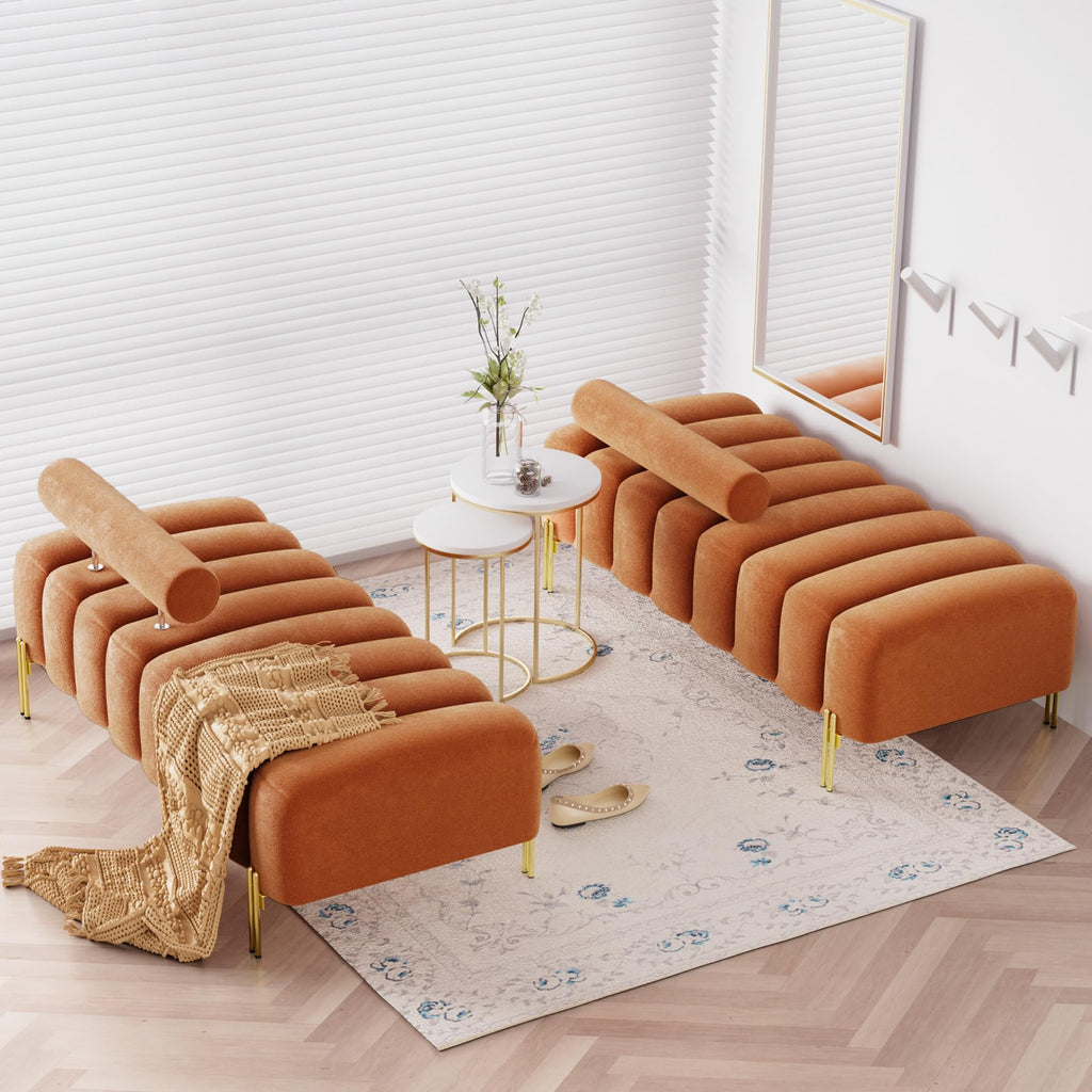 Velvet Upholstered Bench Ottoman with Adjustable Backrest O3154